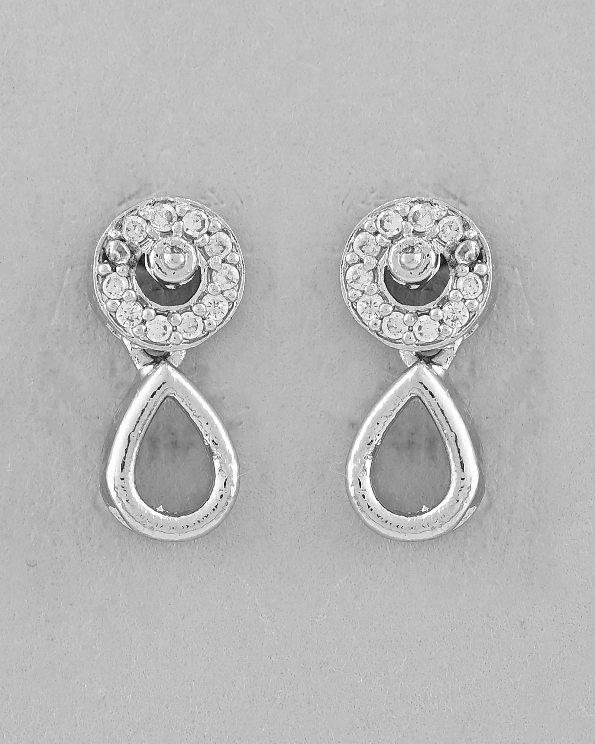 VOJ Silver-Plated AD-Studded Designer Jewellery Set VOJ (Valley Of Jewellery)