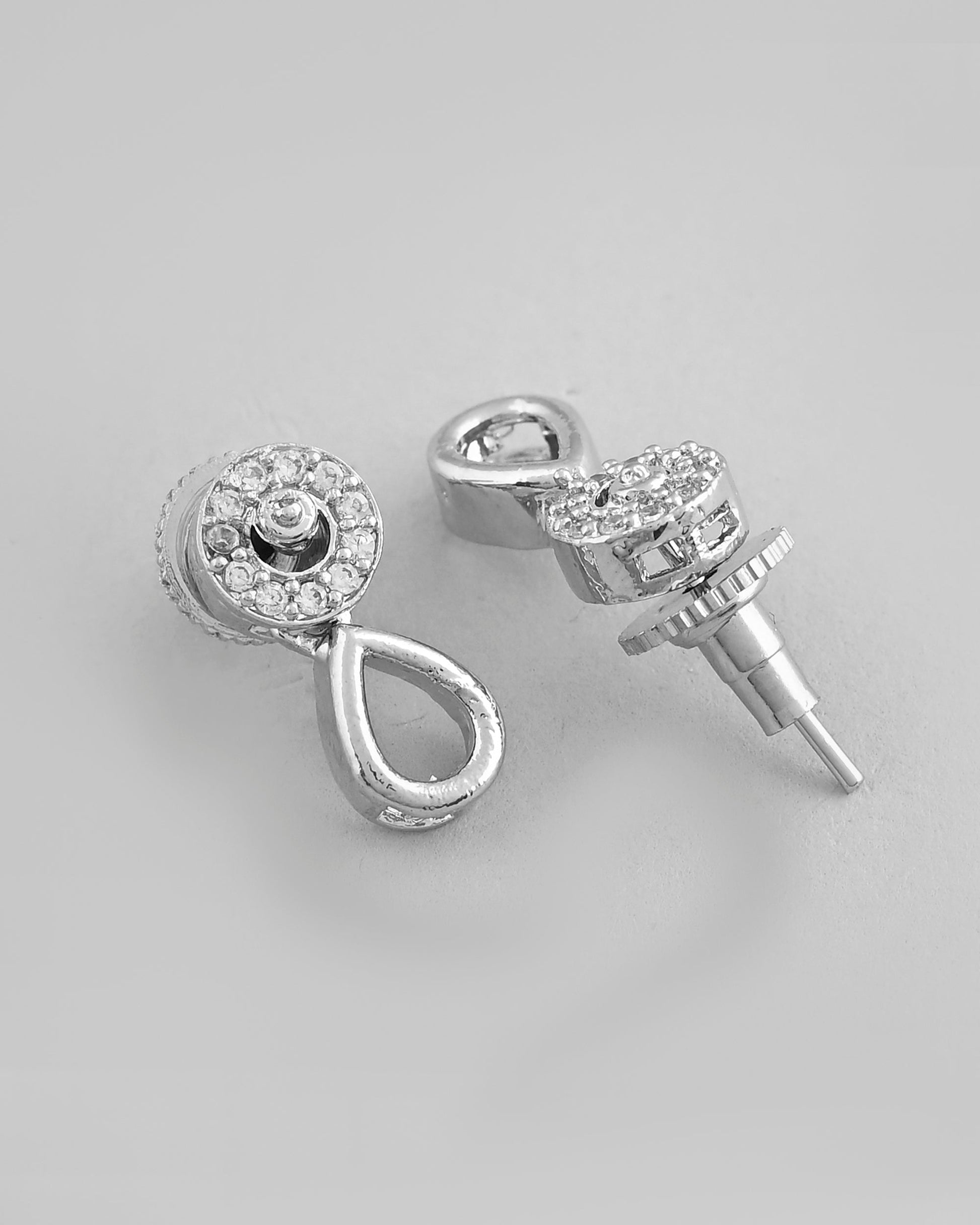 VOJ Silver-Plated AD-Studded Designer Jewellery Set VOJ (Valley Of Jewellery)