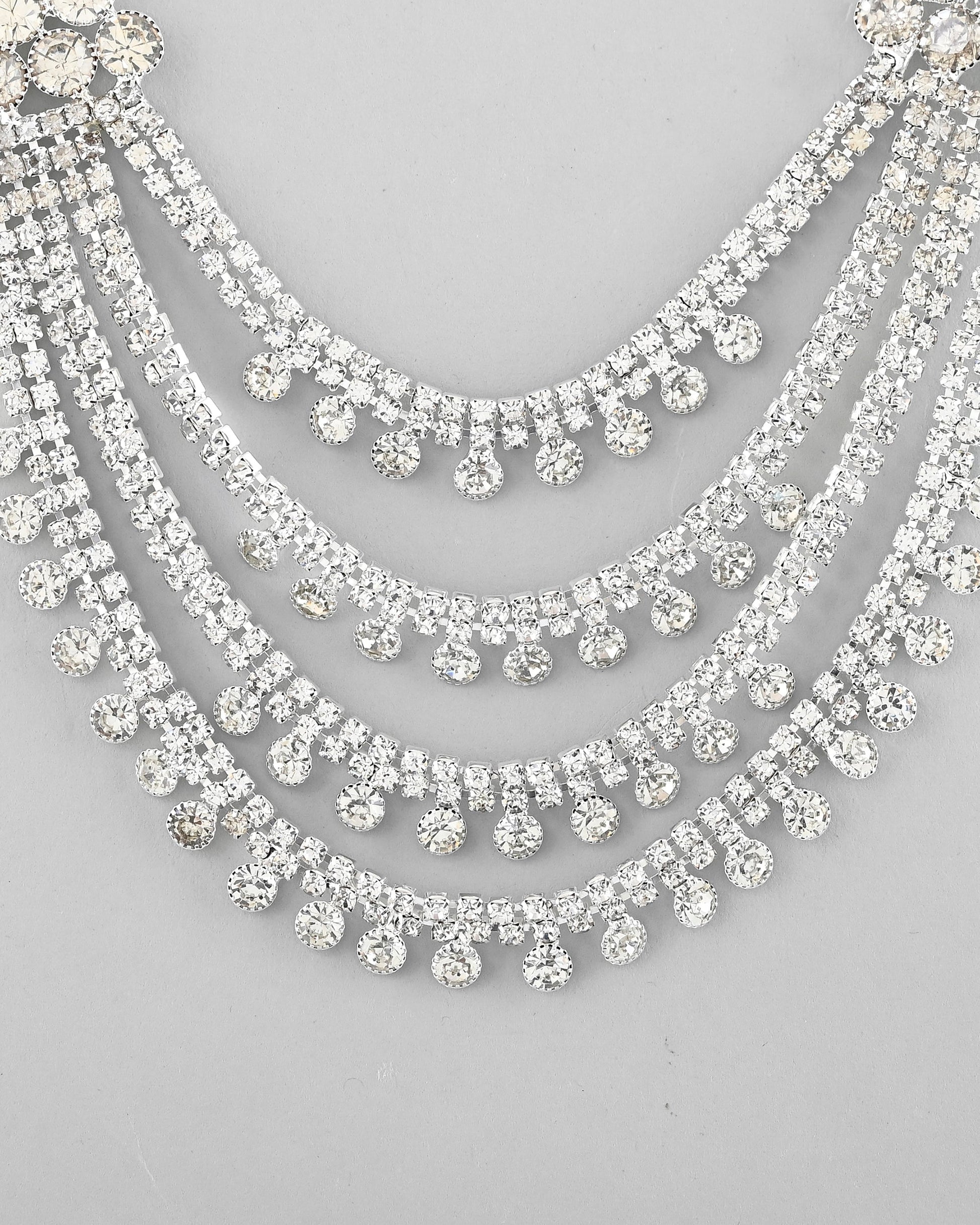 VOJ Silver Plated Stone Studded Multi Layer Jewellery Set VOJ (Valley Of Jewellery)