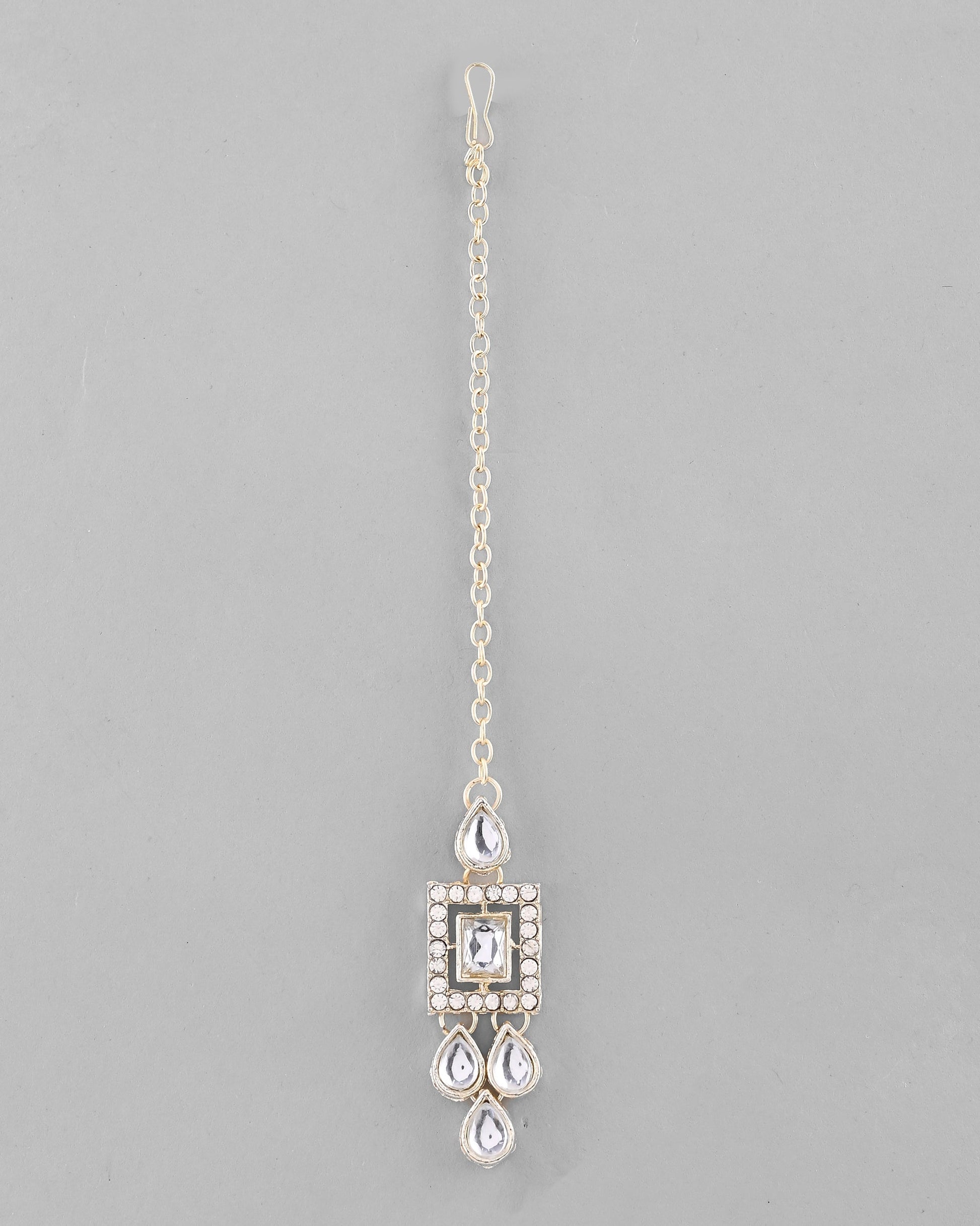 VOJ Silver Plated Stone Studded Designer Necklace With Earrings And Mangtikka VOJ (Valley Of Jewellery)