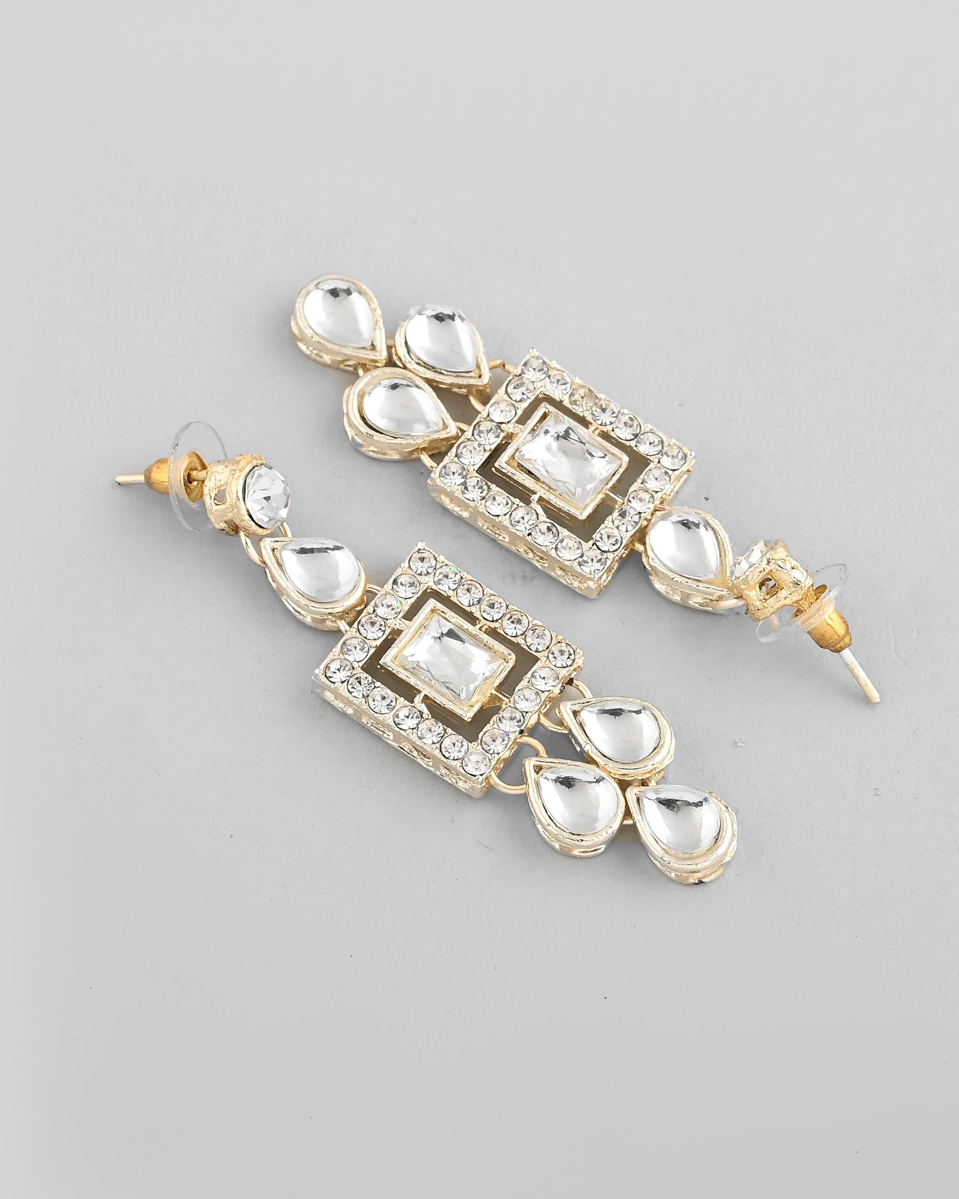 VOJ Silver Plated Stone Studded Designer Necklace With Earrings And Mangtikka VOJ (Valley Of Jewellery)