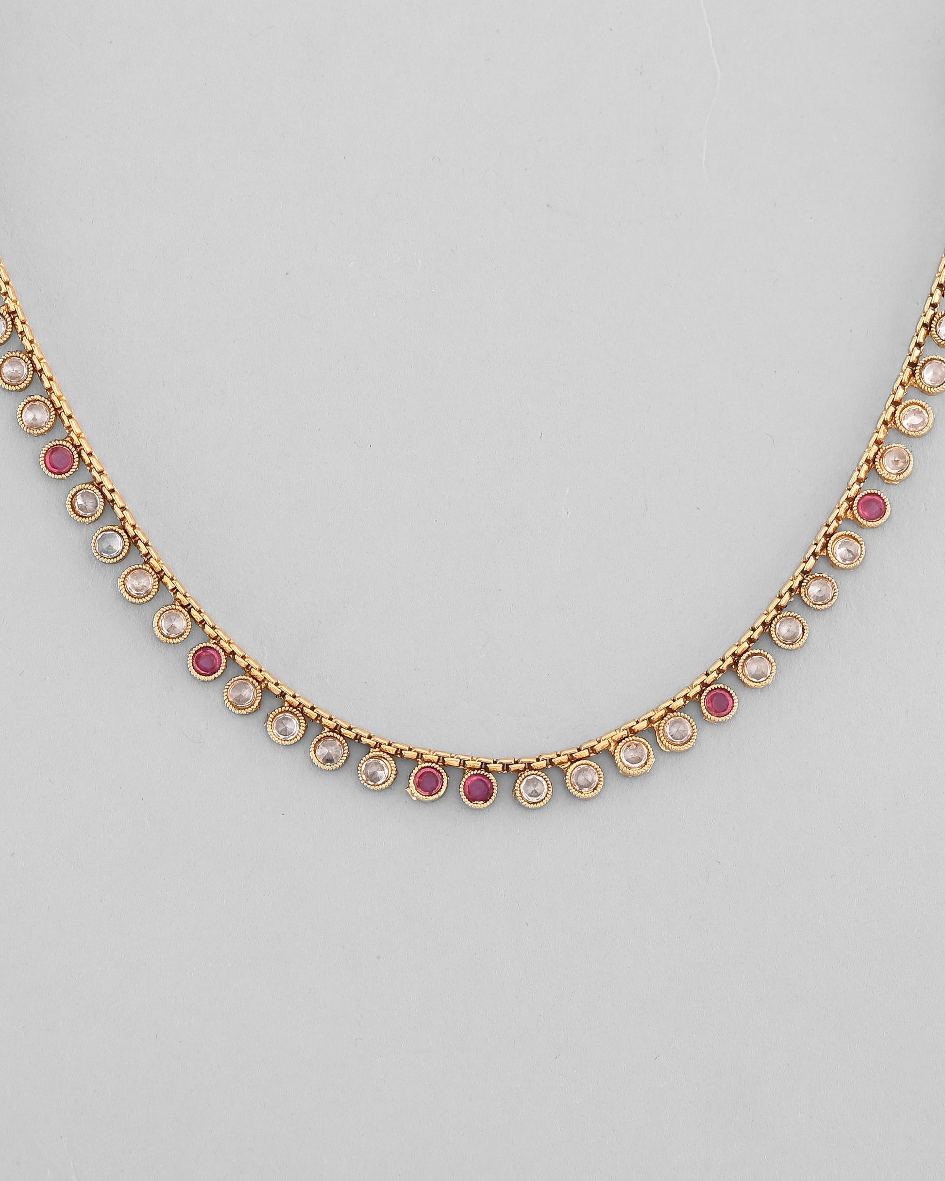 VOJ Gold-Polished Designer Handcrafted Necklace With Earrings VOJ (Valley Of Jewellery)