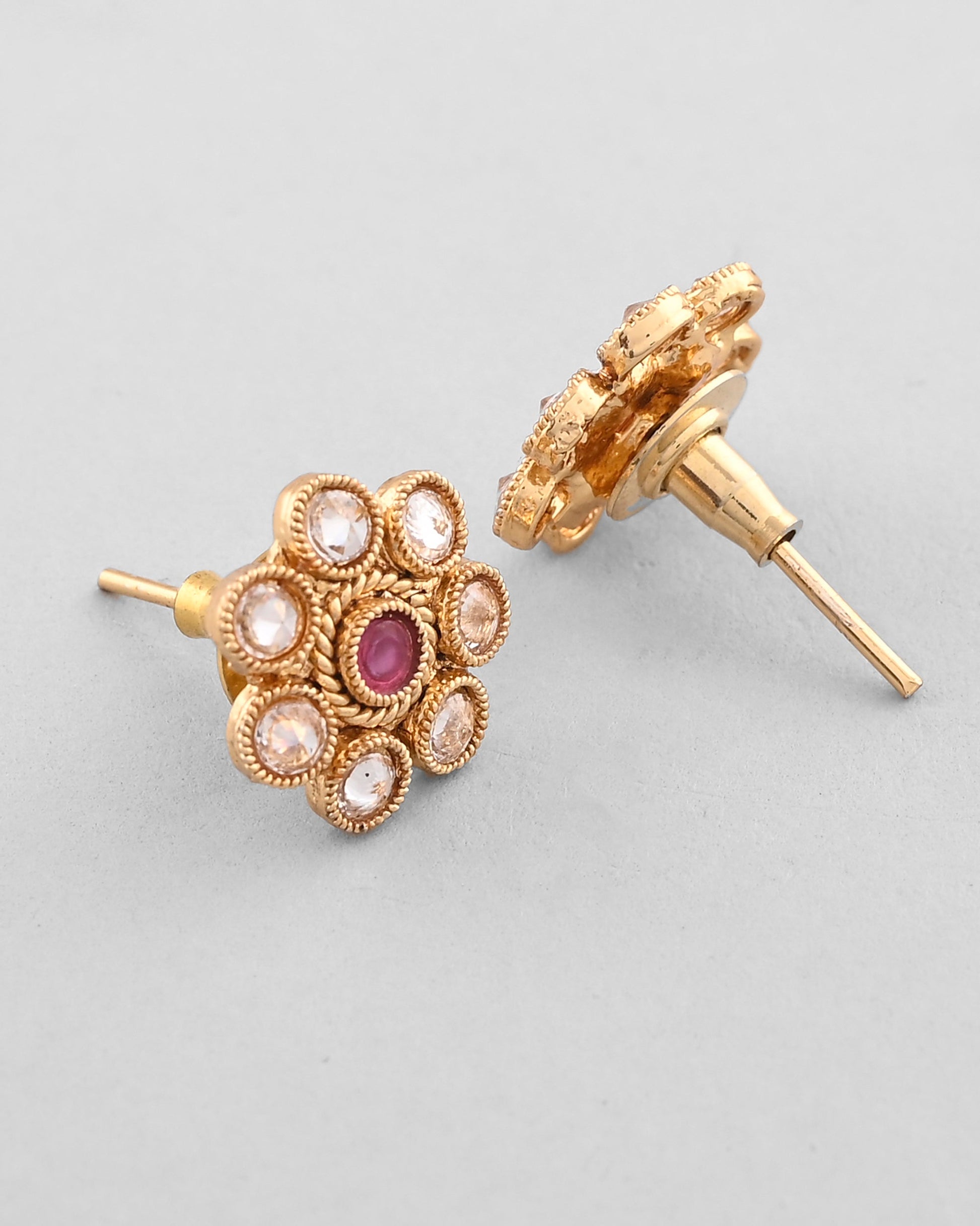 VOJ Gold-Polished Designer Handcrafted Necklace With Earrings VOJ (Valley Of Jewellery)