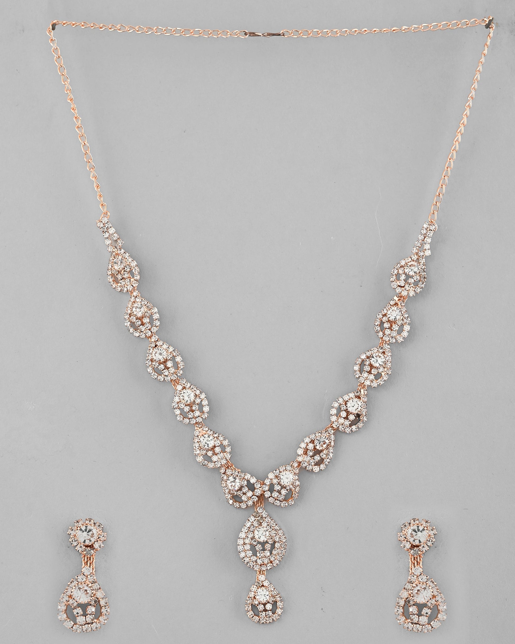 VOJ CZ Stone Studded Gold-Polished Jewellery Set VOJ (Valley Of Jewellery)