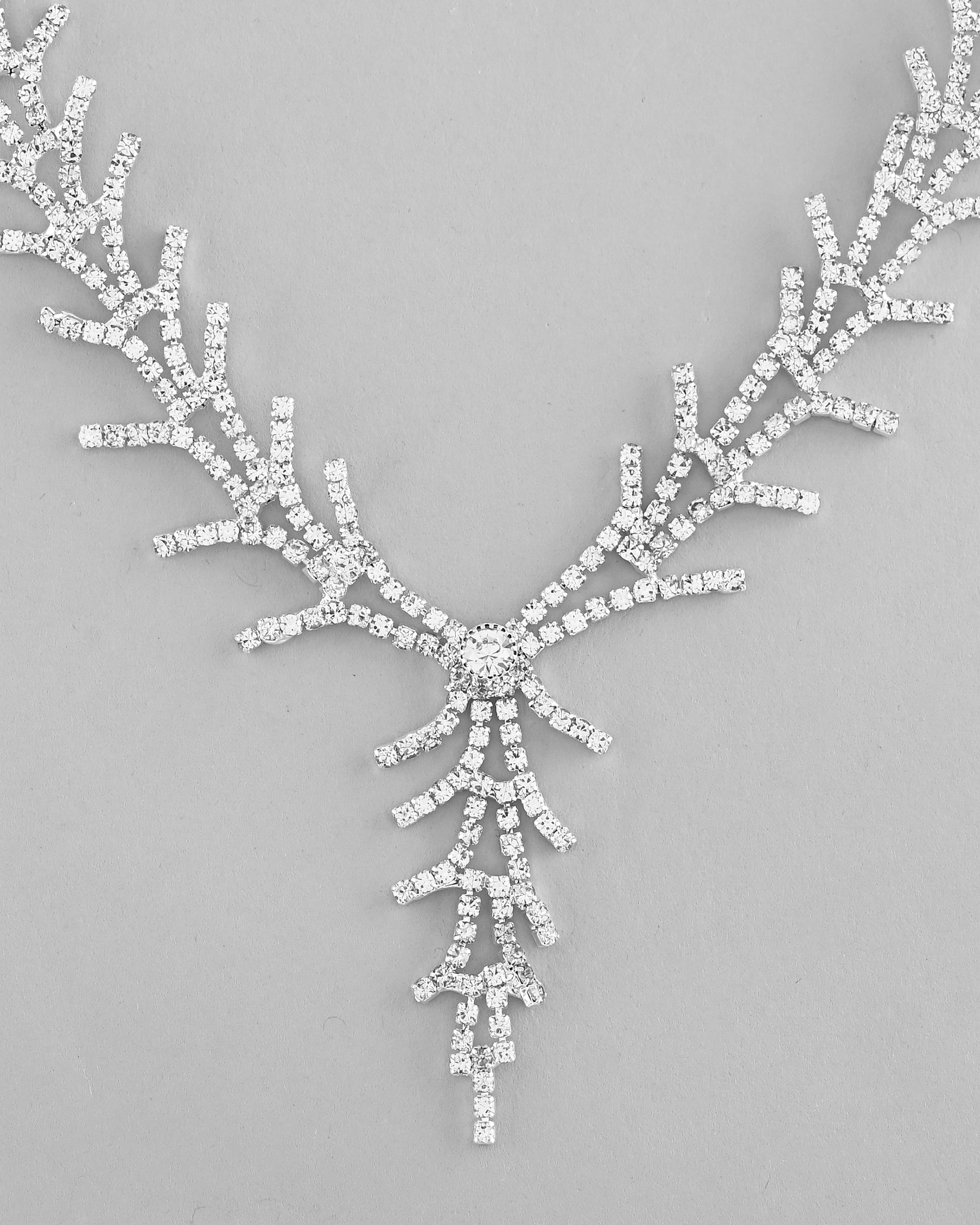 VOJ AD Stone Studded Silver Plated Designer Jewellery Set VOJ (Valley Of Jewellery)