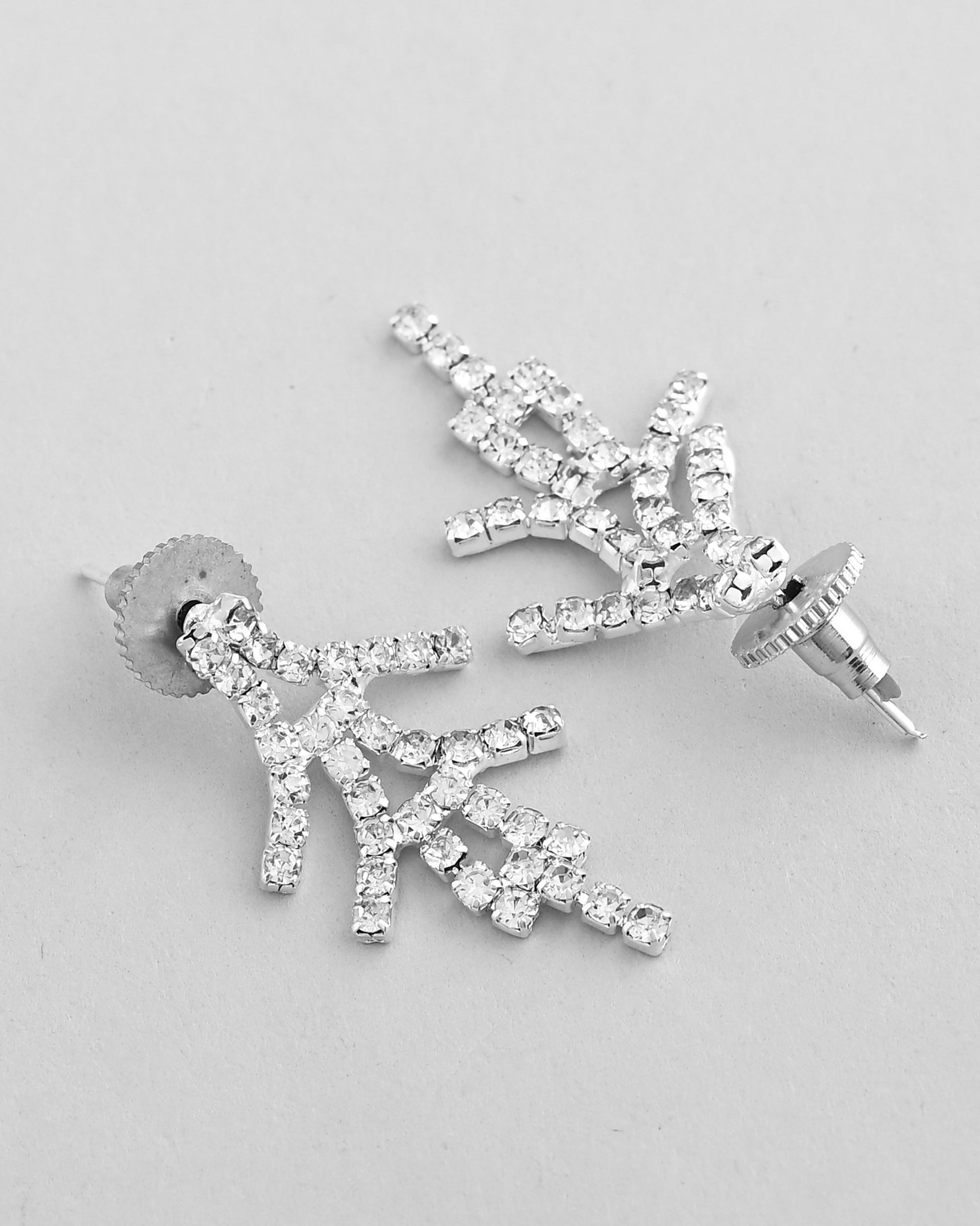 VOJ AD Stone Studded Silver Plated Designer Jewellery Set VOJ (Valley Of Jewellery)