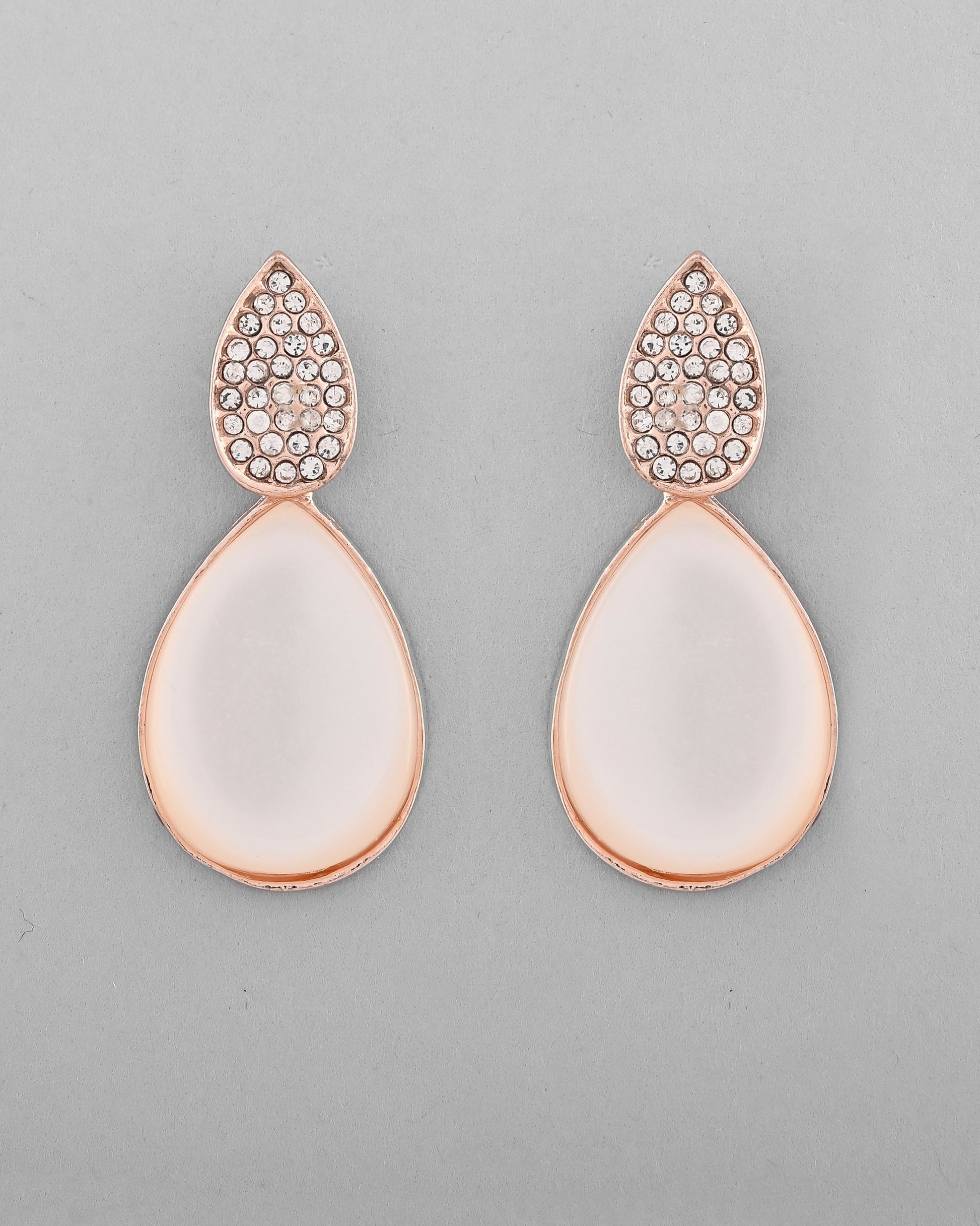 VOJ Gold-Polished CZ-Studded Korean Drop Earrings - Swadesiicart