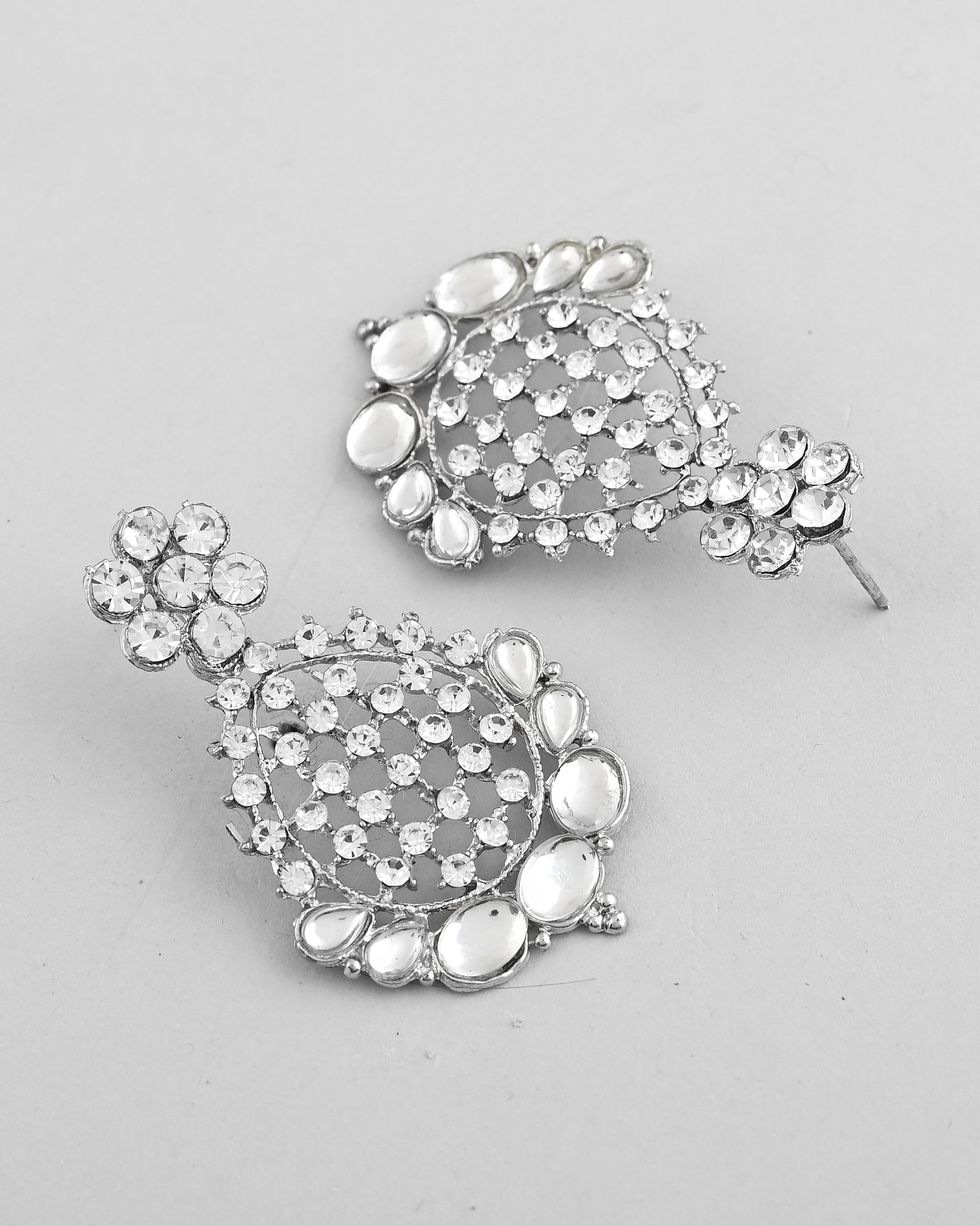 VOJ Silver Plated CZ-Stone Studded Choker Set With Mangtikka 