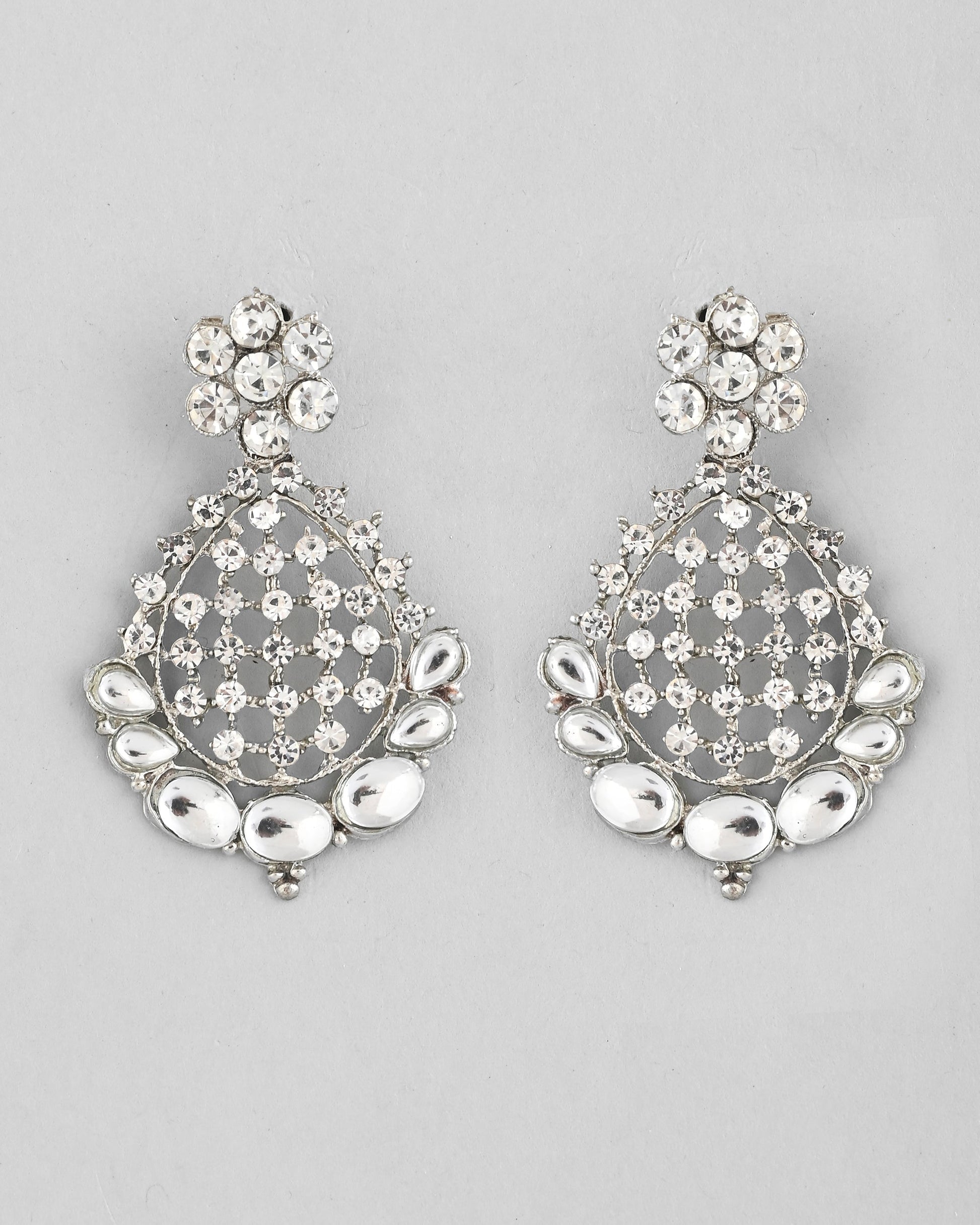 VOJ Silver Plated CZ-Stone Studded Choker Set With Mangtikka 