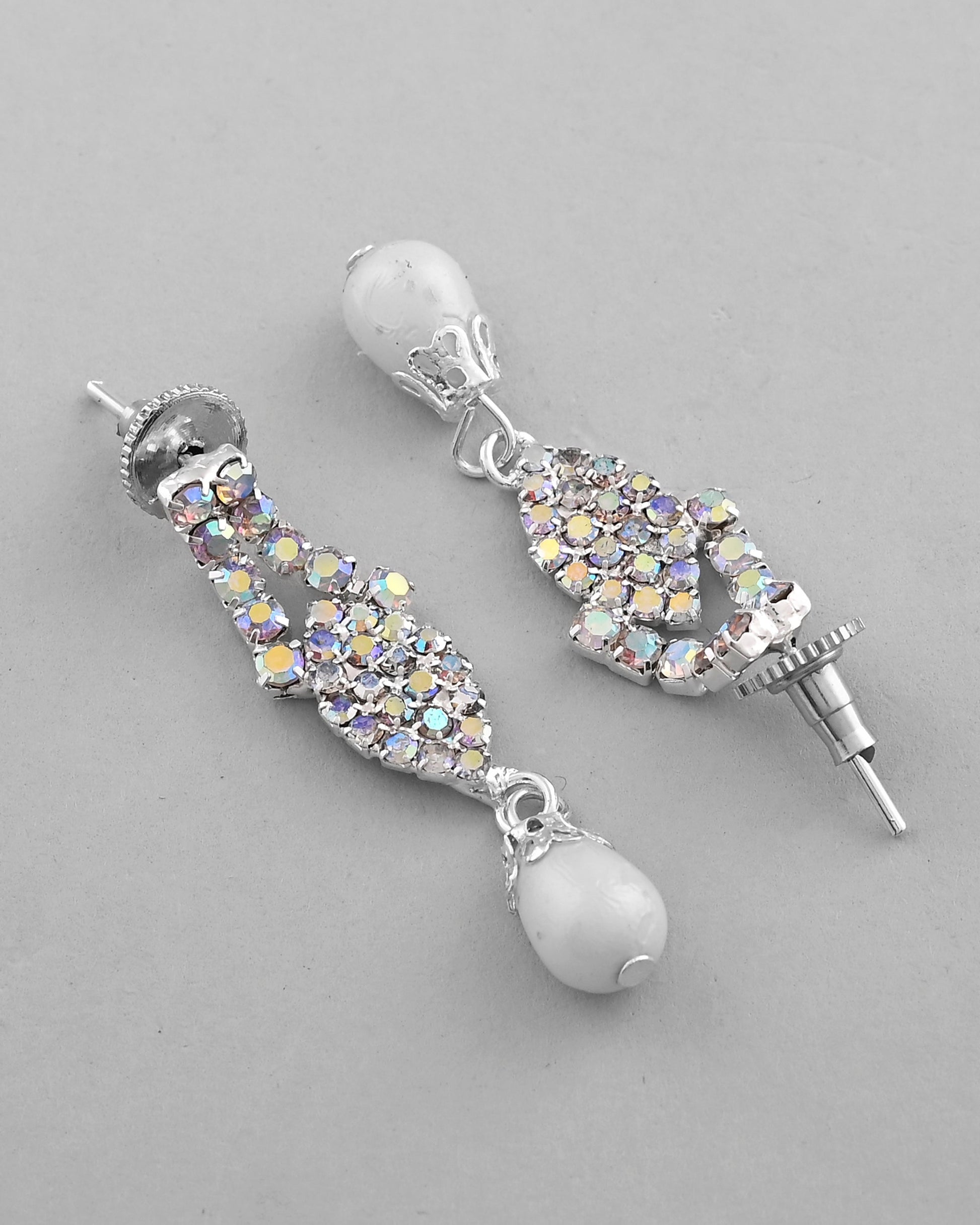 VOJ Silver Plated CZ-Stone Studded With Pearl Jewellery Set VOJ (Valley Of Jewellery)