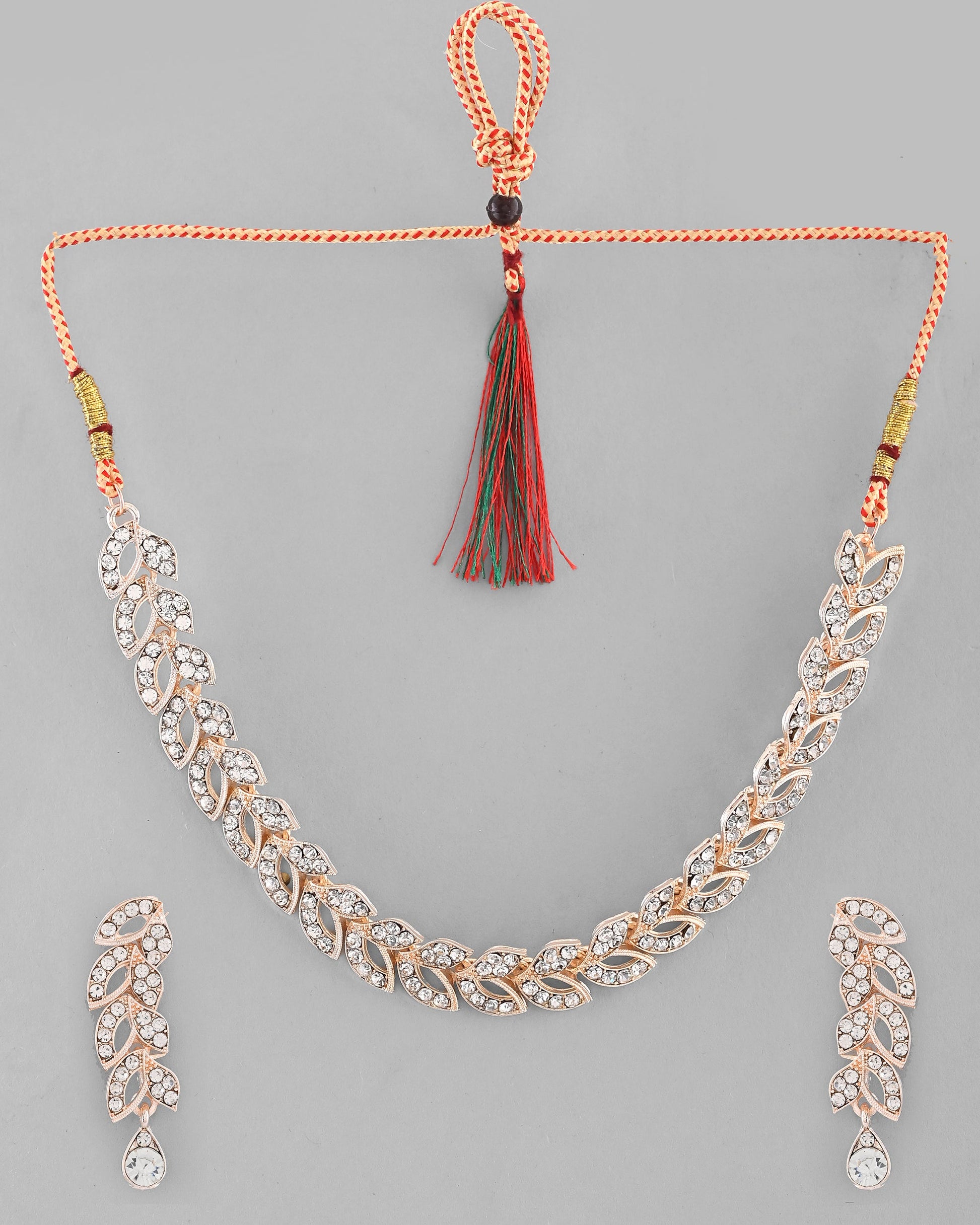 VOJ Gold-Polished CZ-Studded Jewellery Set With Mangtikka VOJ (Valley Of Jewellery)