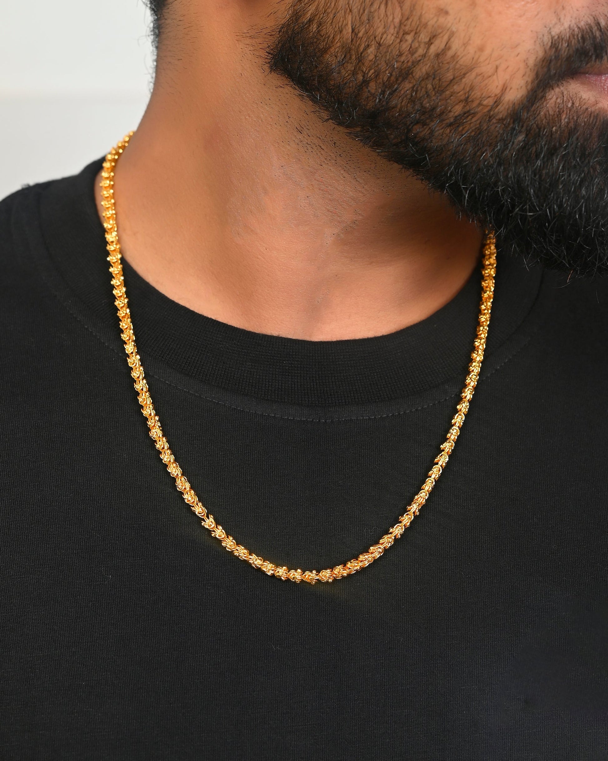 VOJ Gold-Polished EvilEye Men Designer Chain 