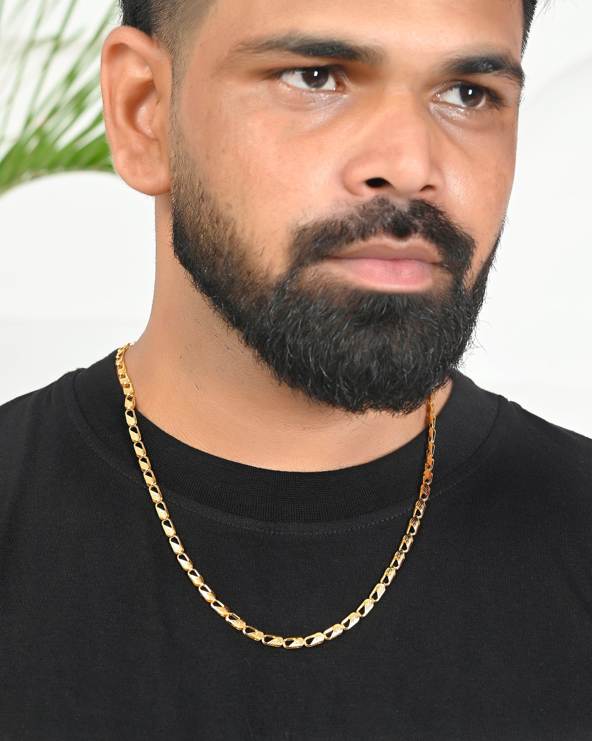 VOJ Gold-Polished Men Designer Chain 