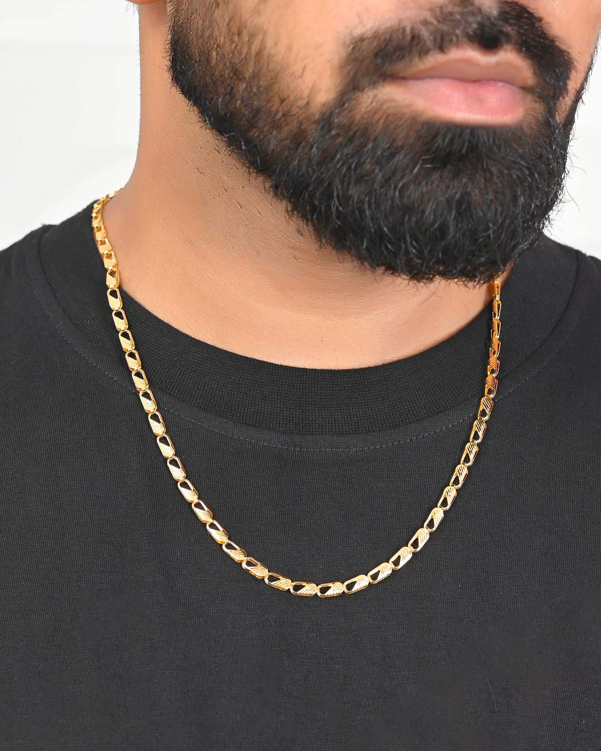 VOJ Gold-Polished Men Designer Chain 