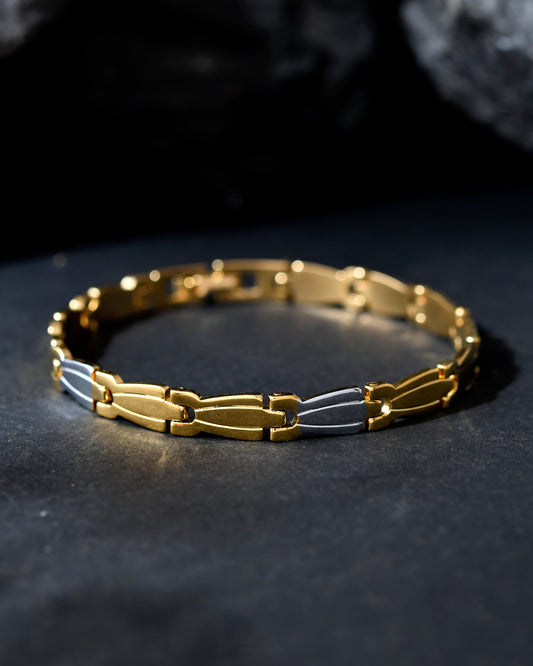 VOJ Gold and Silver Polished Designer Men Bracelet | Grab2Buy