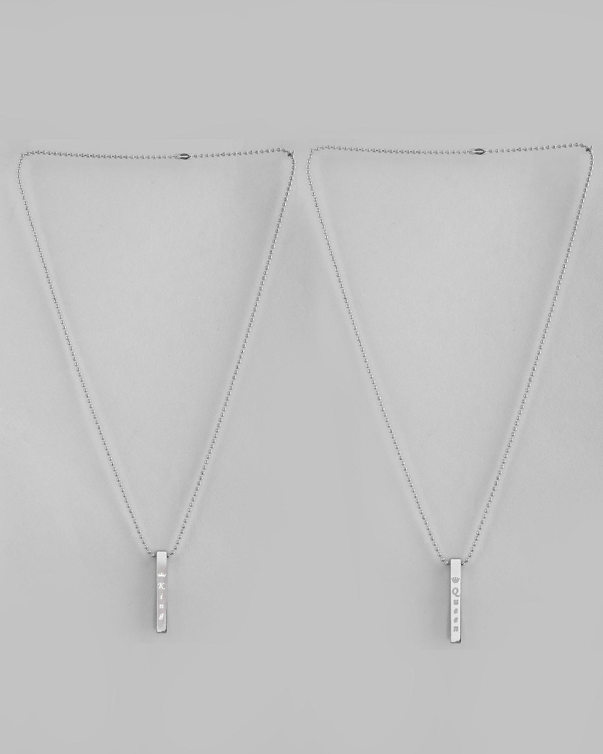 VOJ Silver Plated Couple King & Queen Chain Set 