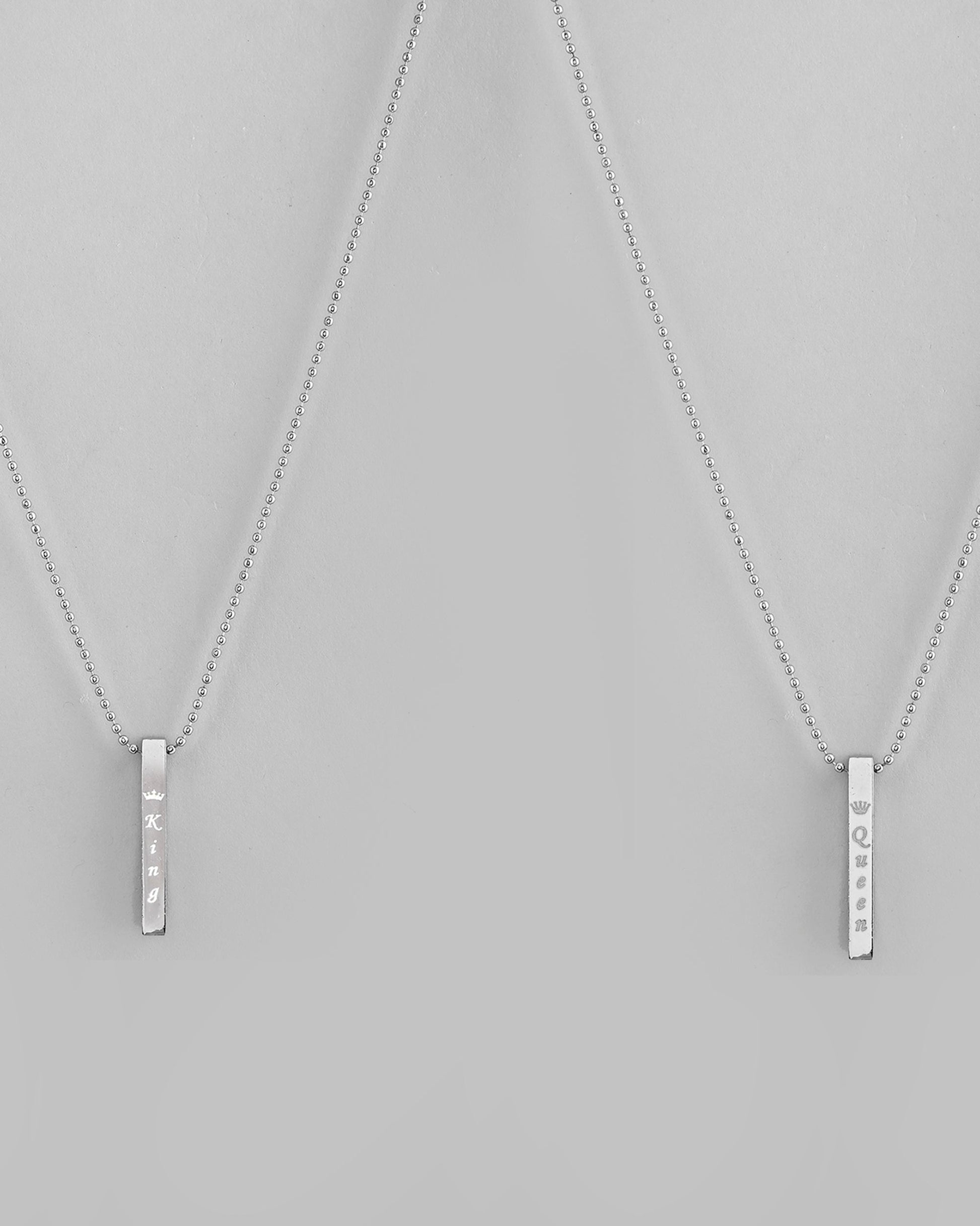 VOJ Silver Plated Couple King & Queen Chain Set 