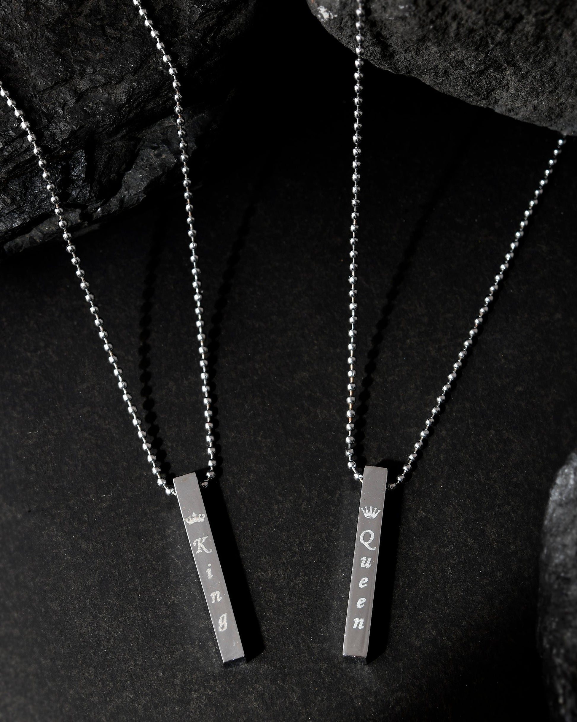 VOJ Silver Plated Couple King & Queen Chain Set 