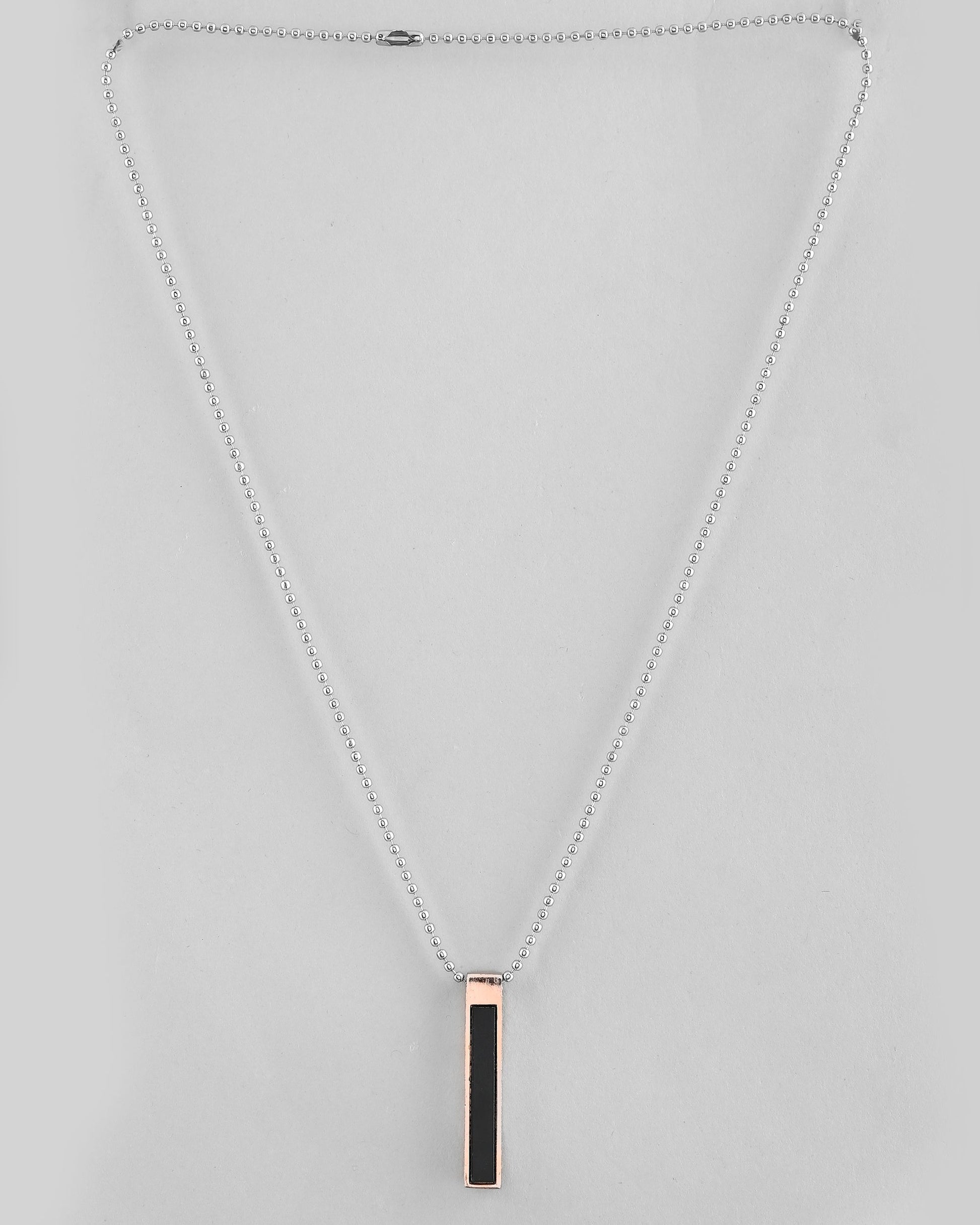 VOJ Silver Plated Men Chain With Rectangular Shaped Pendent 