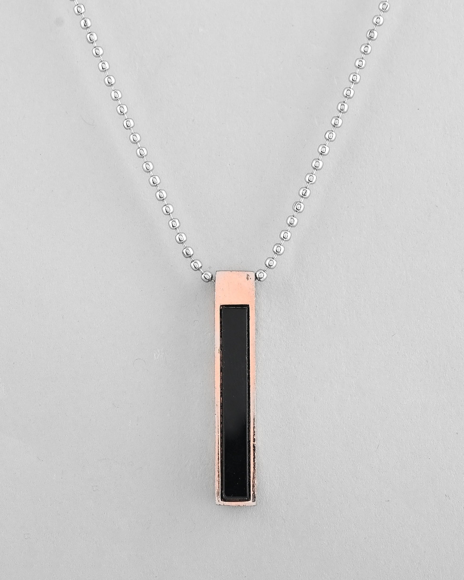 VOJ Silver Plated Men Chain With Rectangular Shaped Pendent 
