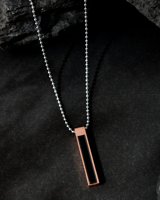 VOJ Silver Plated Men Chain With Rectangular Shaped Pendent 