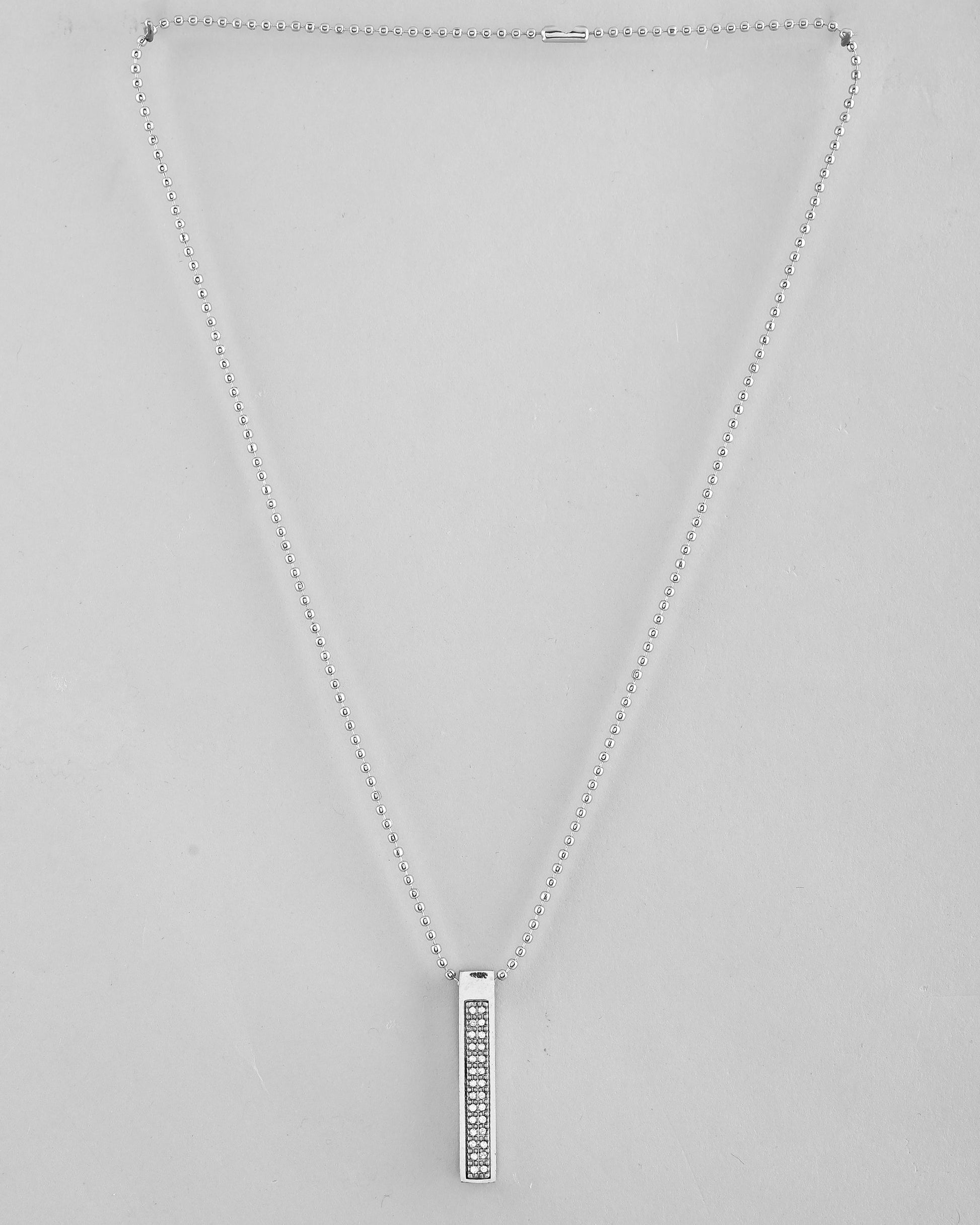 VOJ Silver Plated Men Chain With Rectangular Shaped AD Stone Studded Pendent 