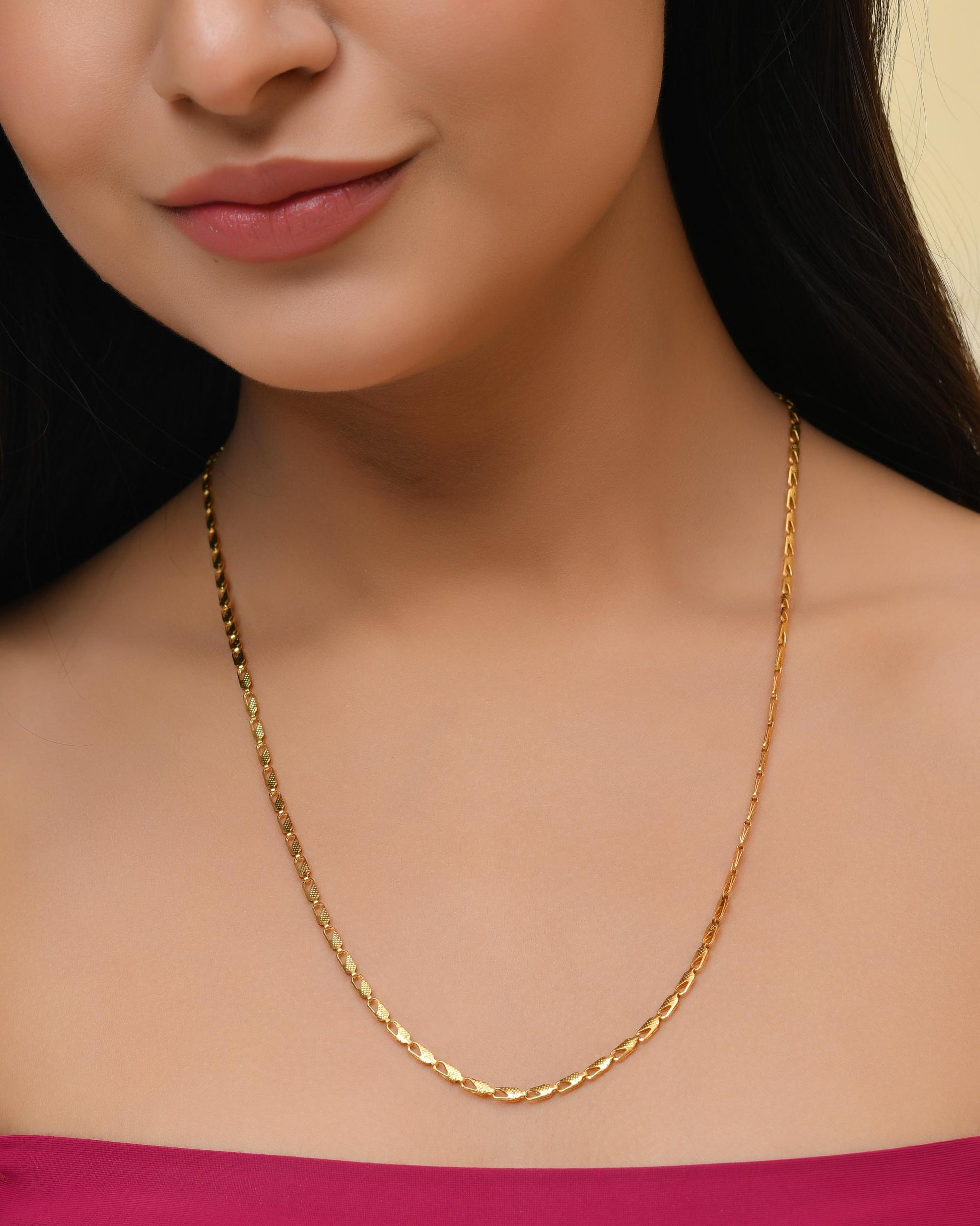 VOJ Gold-Polished Designer Biscuit Shaped Chain For Women  Grab2Buy VOJ Grab2Buy