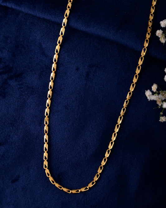 VOJ Gold-Polished Designer Biscuit Shaped Chain For Women  Grab2Buy VOJ Grab2Buy