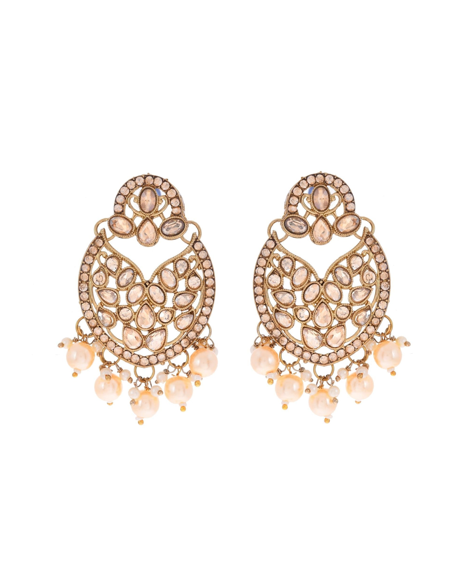 VOJ Gold-Polished Stone Studded Designer Choker With Earrings And Maang Tikka Set 