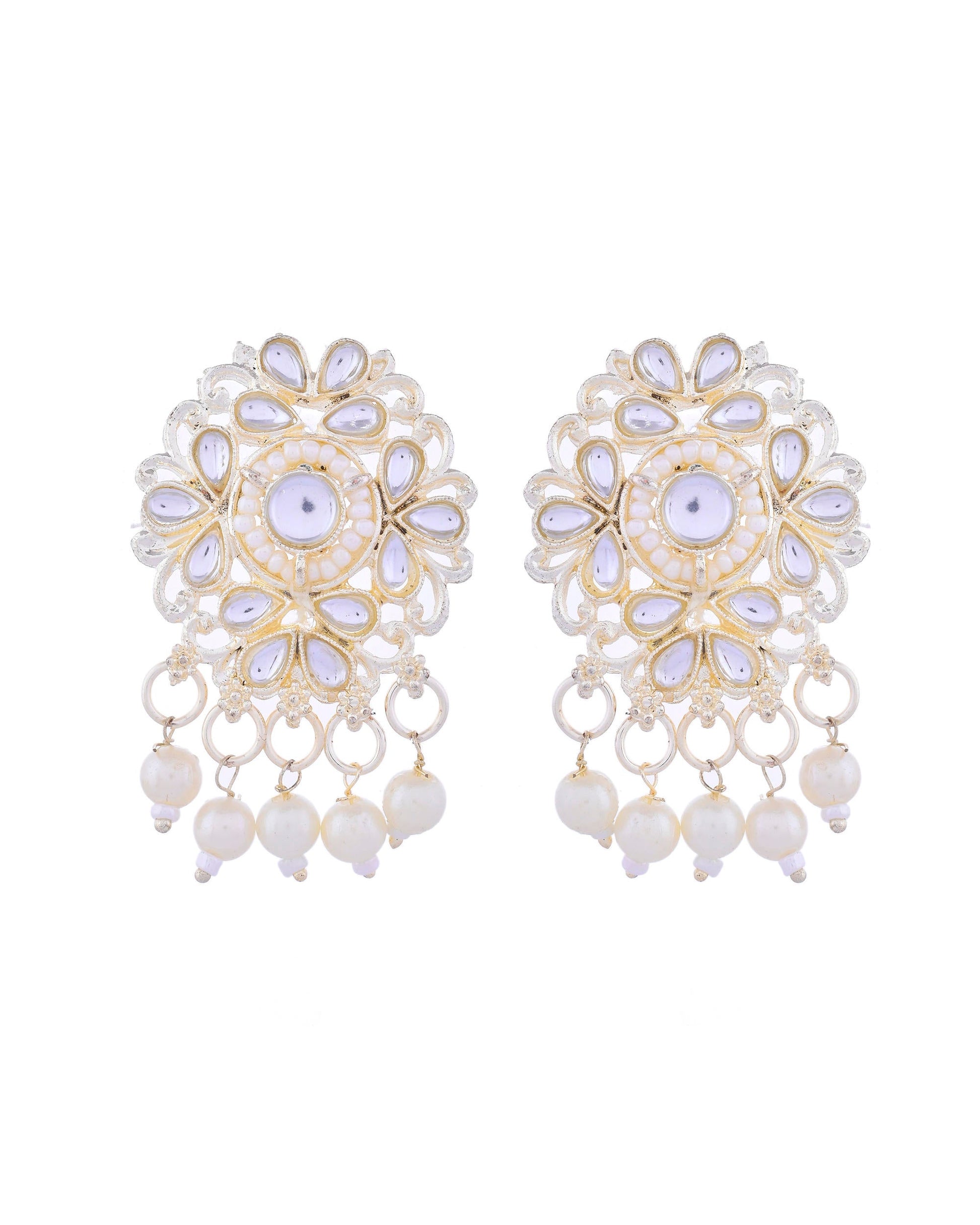 VOJ Kundan with Pearl Studded Choker Necklace With Earrings Set VOJ (Valley Of Jewellery)