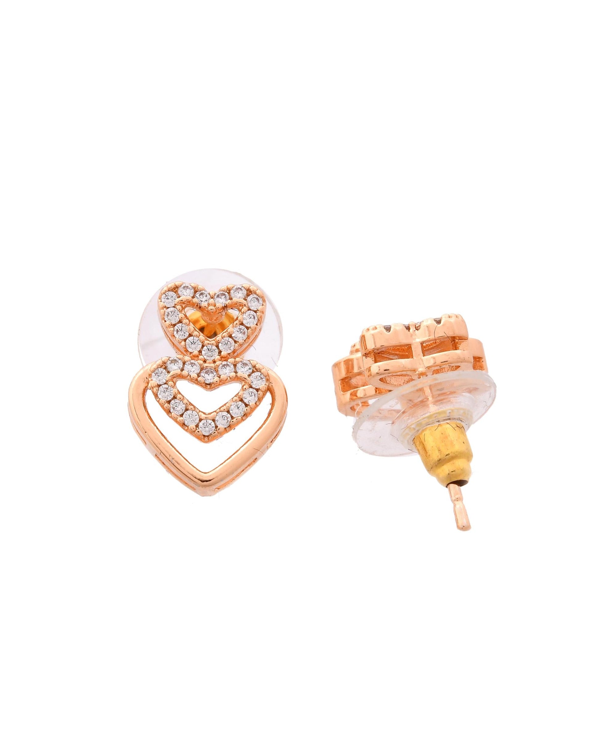 VOJ Gold-Polished Ad Stone Studded Heart Shaped Jewellery Set VOJ (Valley Of Jewellery)