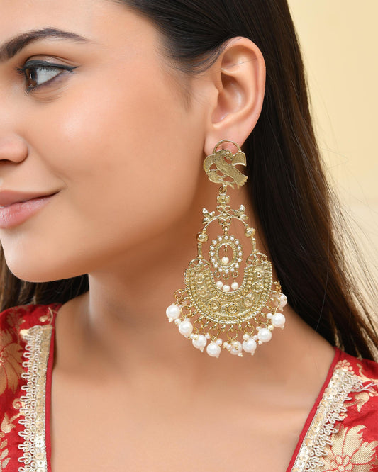 VOJ Copper Plated Designer Long Drop Earrings VOJ (Valley Of Jewellery)