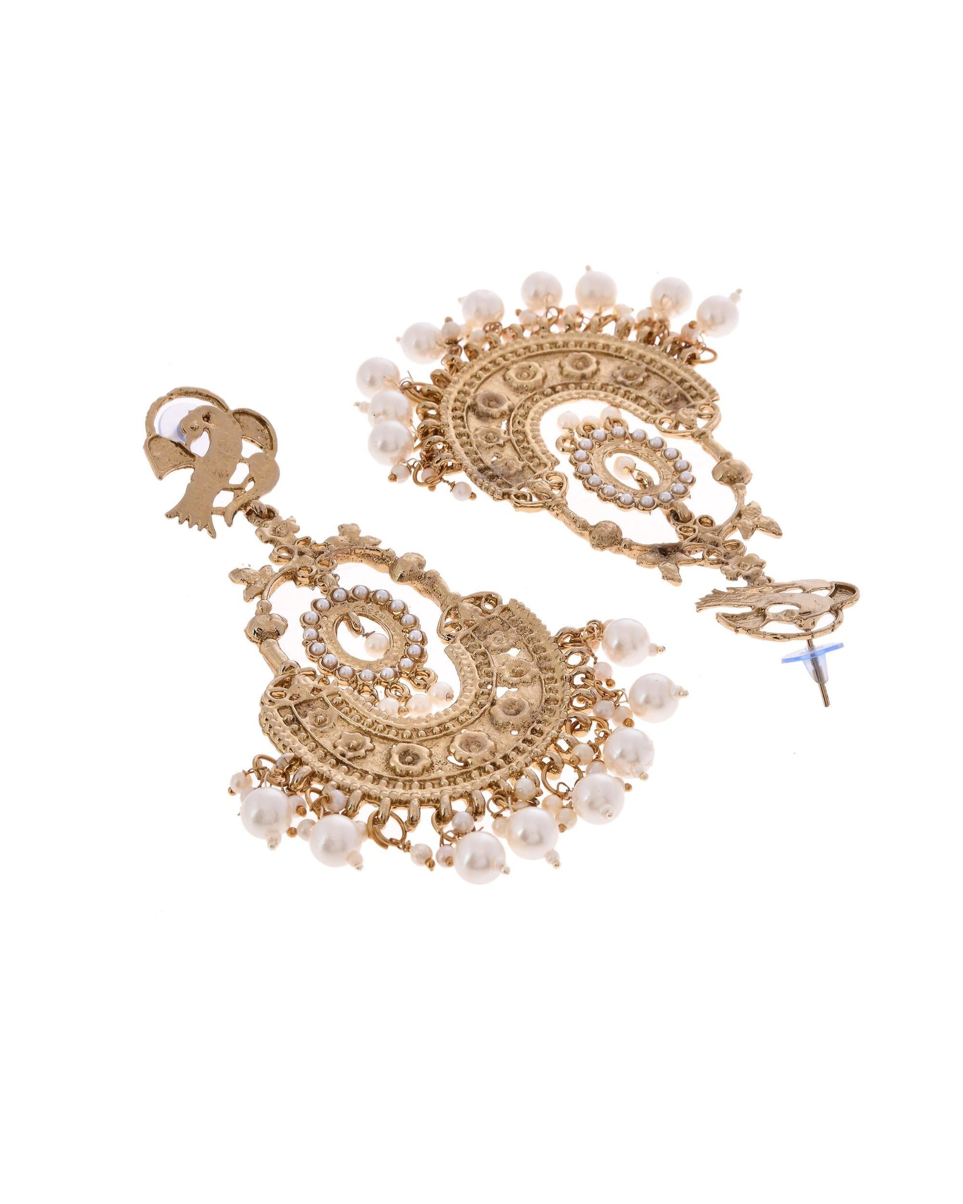 VOJ Copper Plated Designer Long Drop Earrings VOJ (Valley Of Jewellery)