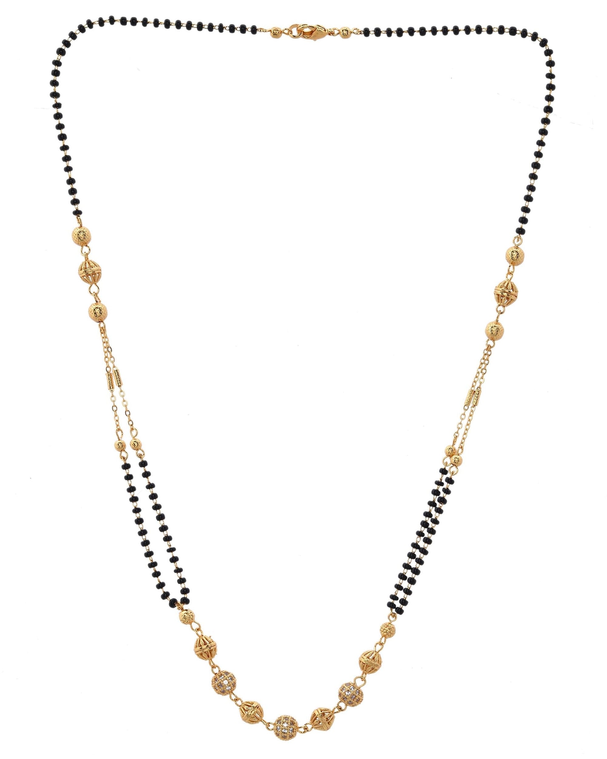 VOJ Gold-Polished Ad Stone Studded Multi Layer Mangalsutra 