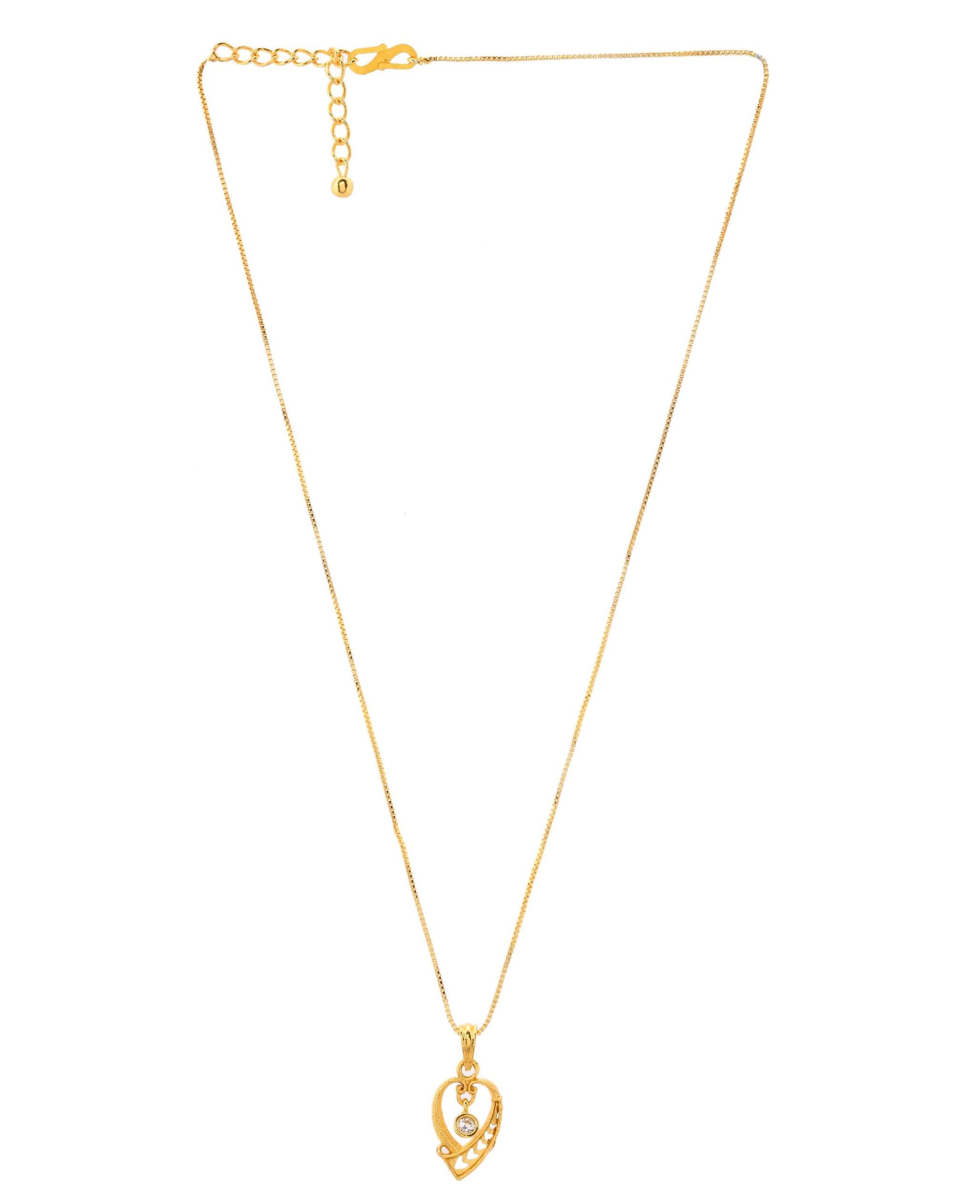 VOJ Gold-Polished Designer Ad Studded Pendant With Chain  Grab2Buy VOJ Grab2Buy