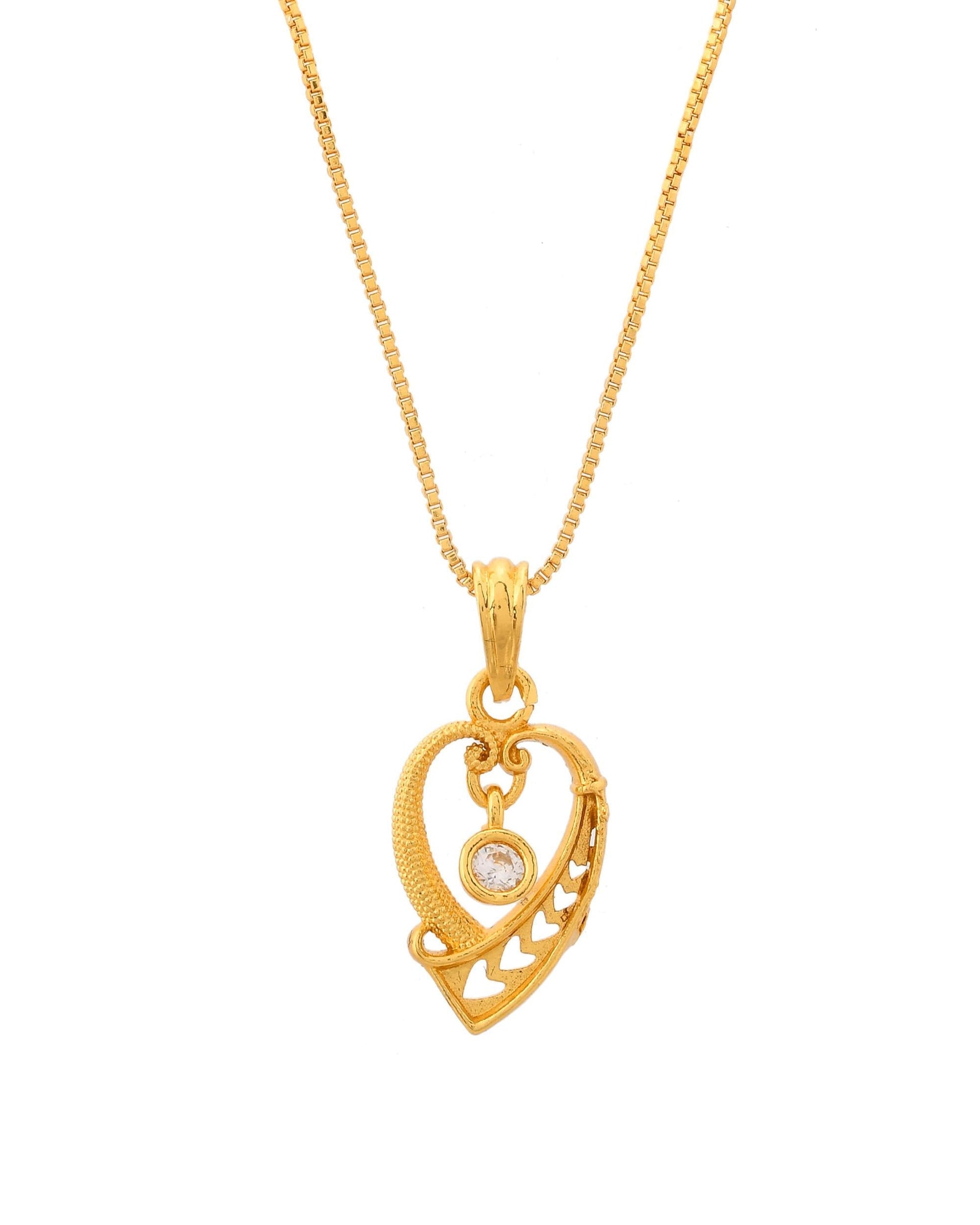VOJ Gold-Polished Designer Ad Studded Pendant With Chain  Grab2Buy VOJ Grab2Buy