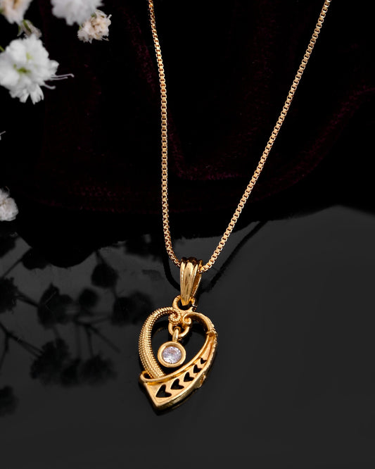 VOJ Gold-Polished Designer Ad Studded Pendant With Chain  Grab2Buy VOJ Grab2Buy