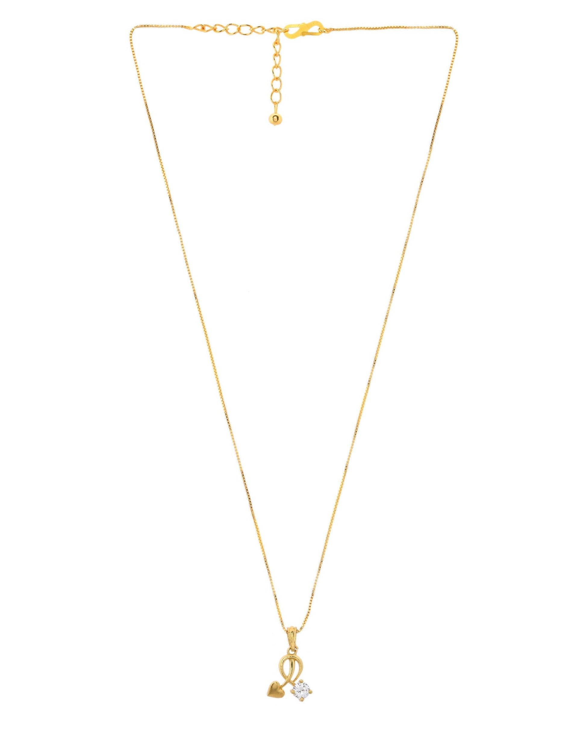 VOJ Gold-Polished Designer Ad Studded Pendant With Chain  Grab2Buy VOJ Grab2Buy