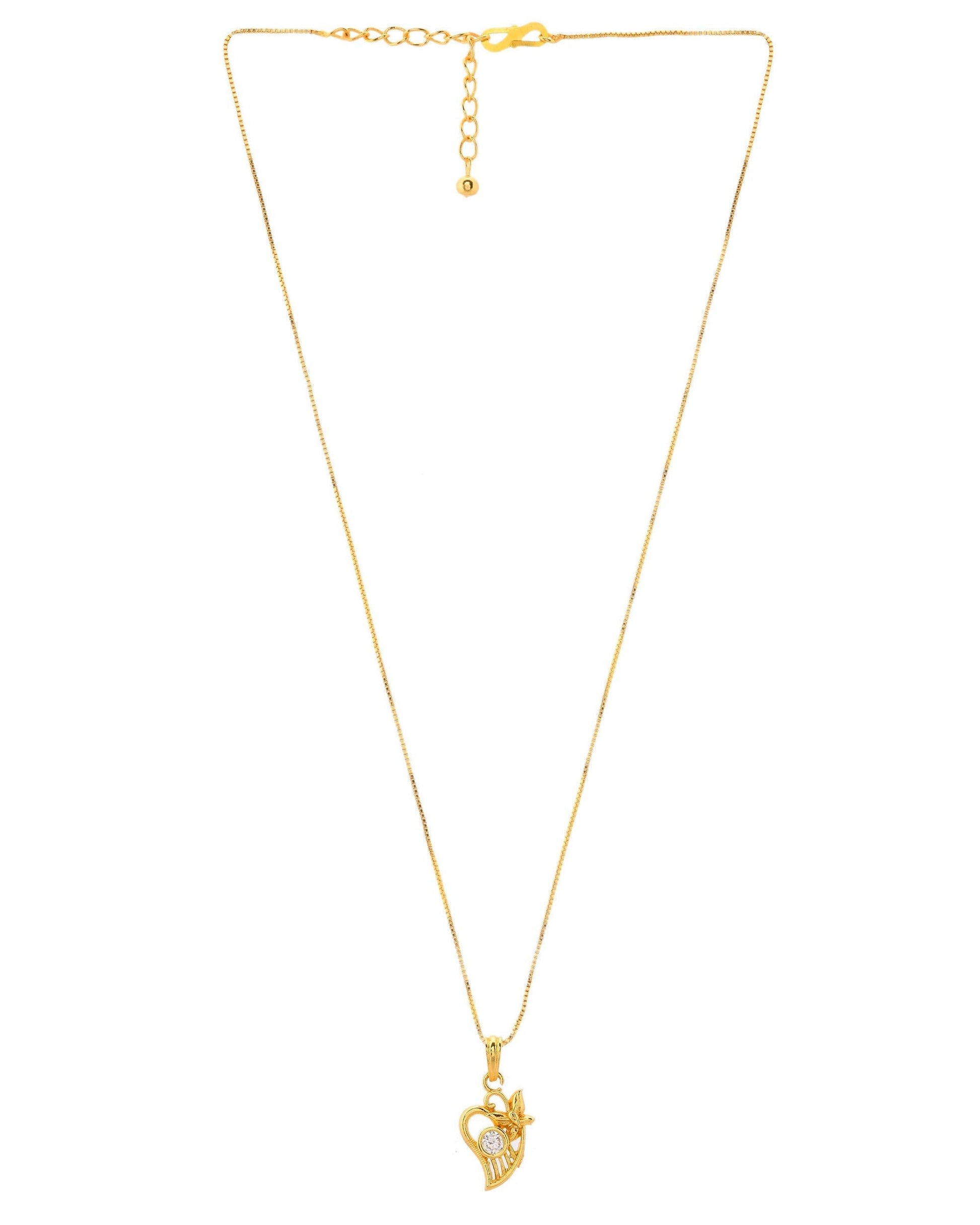 VOJ Gold-Polished Designer Ad Studded Pendant With Chain  Grab2Buy VOJ Grab2Buy