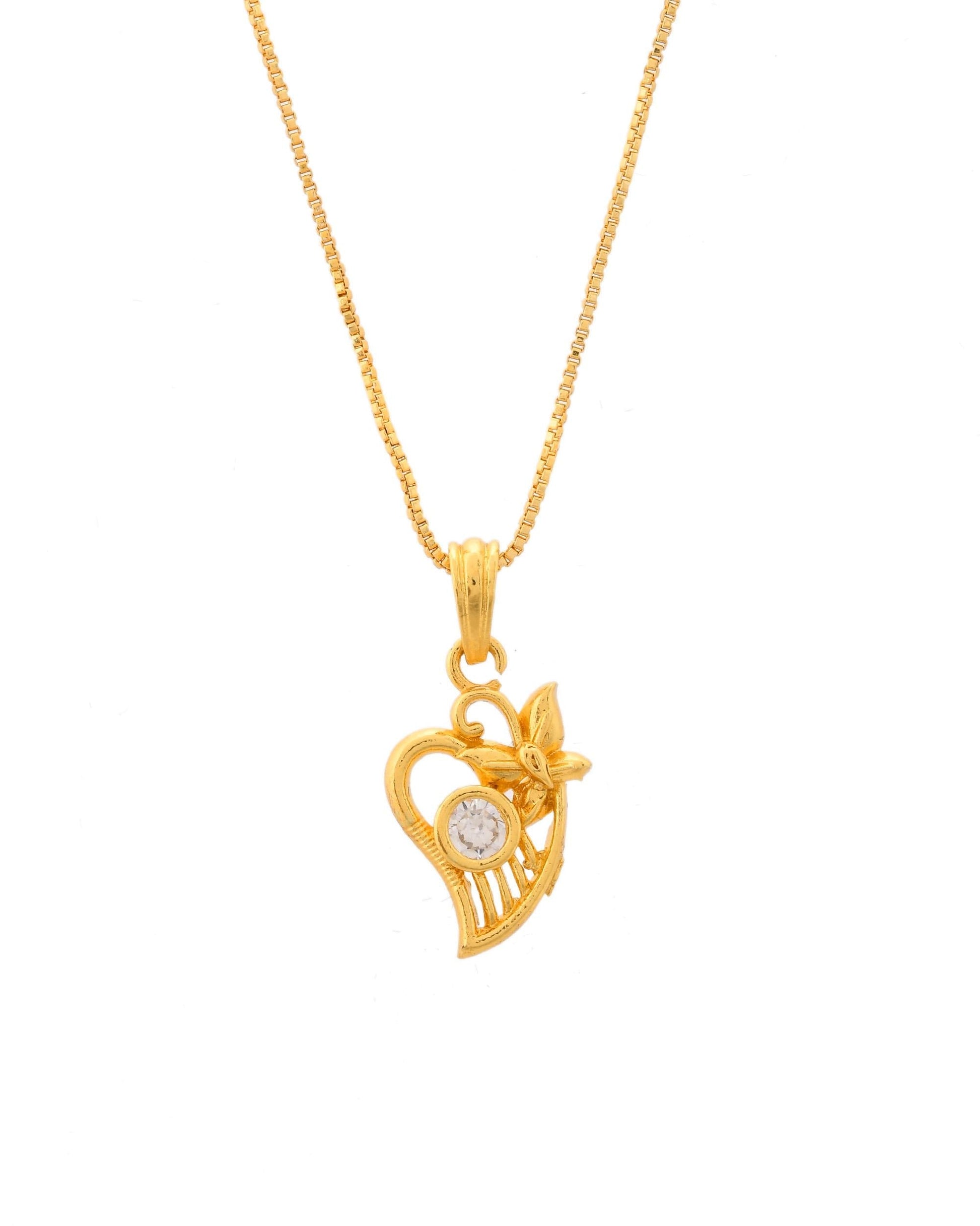 VOJ Gold-Polished Designer Ad Studded Pendant With Chain  Grab2Buy VOJ Grab2Buy