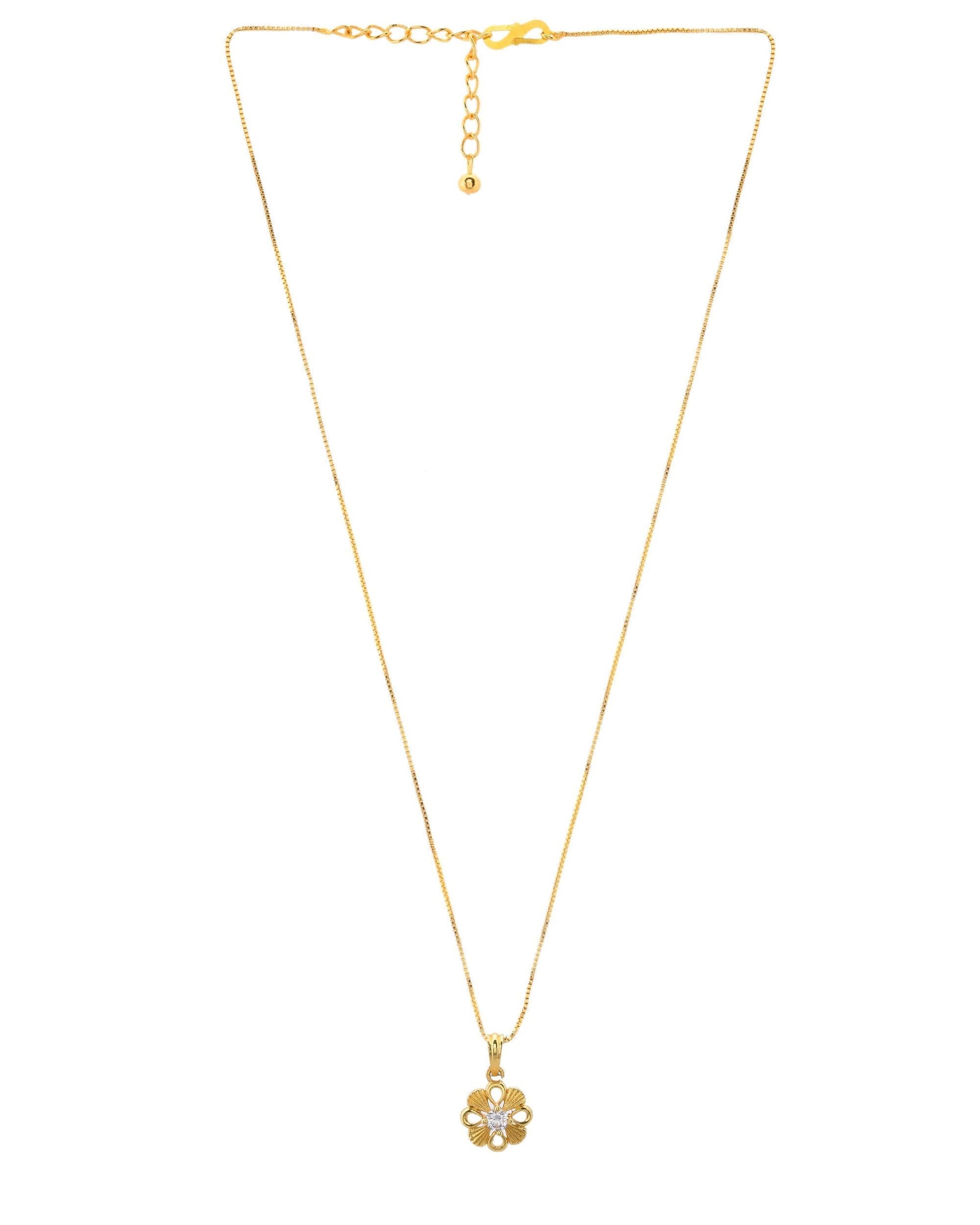 VOJ Gold-Polished Heart Shaped Ad Studded Pendant With Chain  Grab2Buy VOJ Grab2Buy