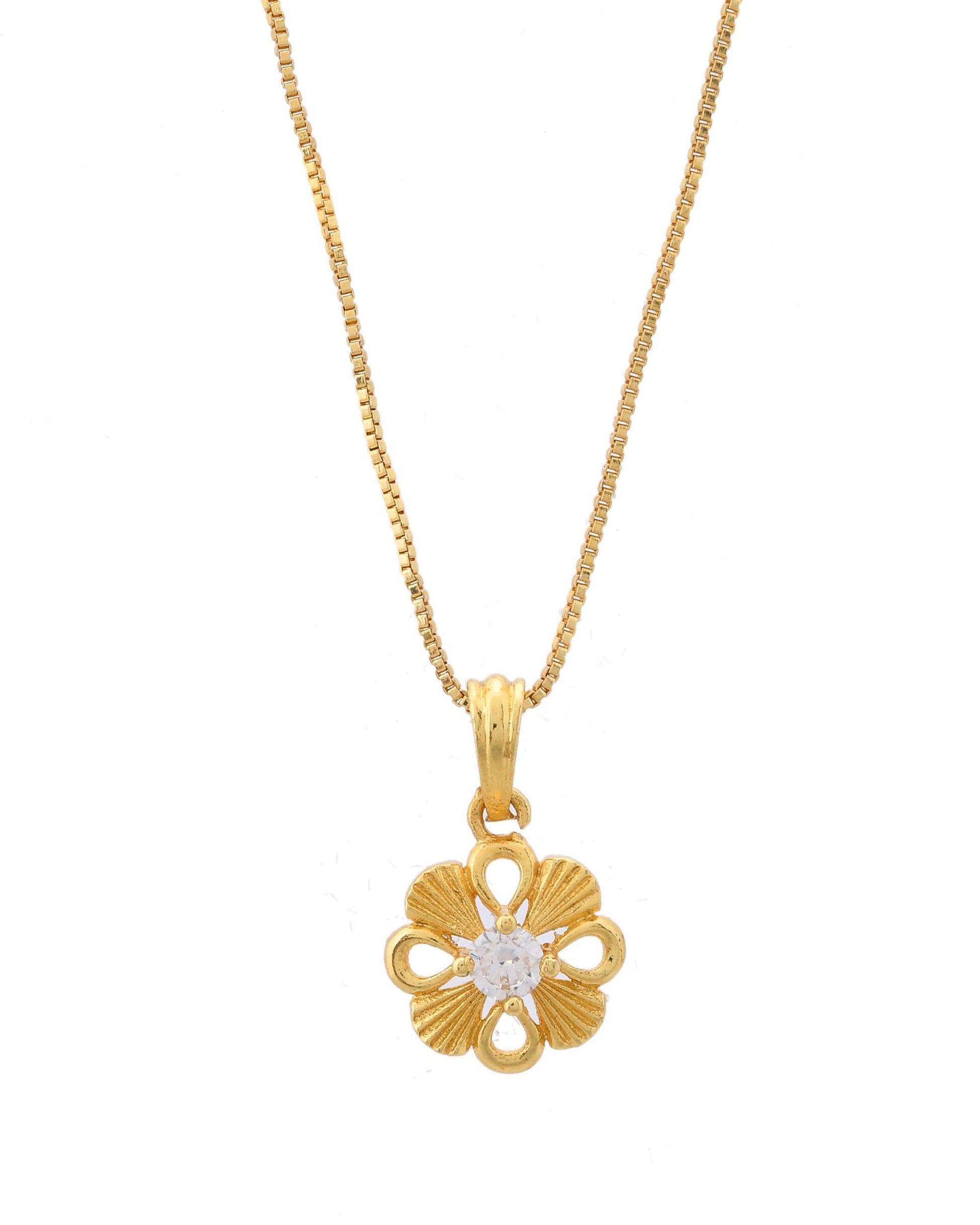 VOJ Gold-Polished Heart Shaped Ad Studded Pendant With Chain  Grab2Buy VOJ Grab2Buy