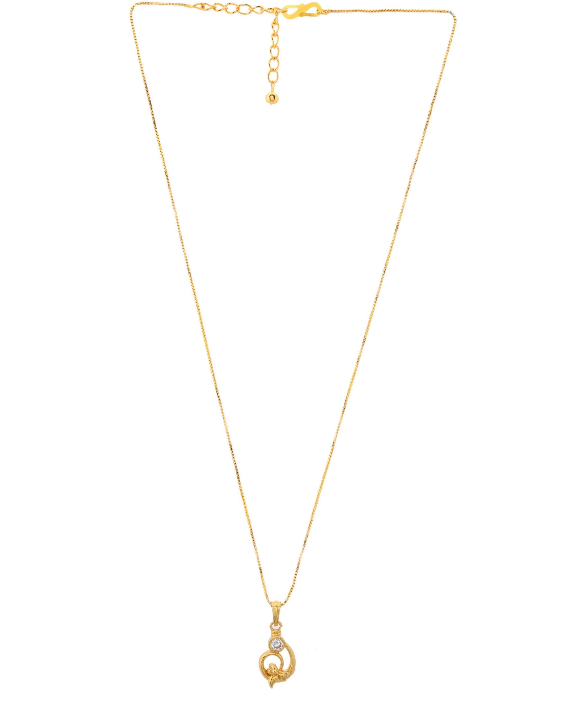 VOJ Gold-Polished Designer Ad Studded Pendant With Chain  Grab2Buy VOJ Grab2Buy