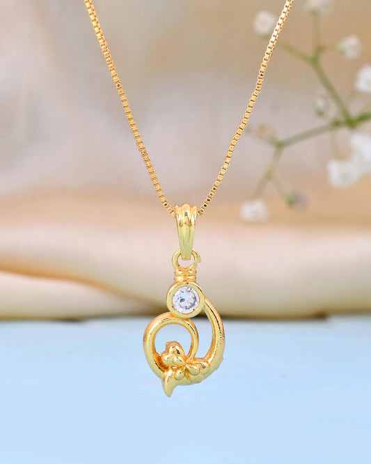 VOJ Gold-Polished Designer Ad Studded Pendant With Chain  Grab2Buy VOJ Grab2Buy