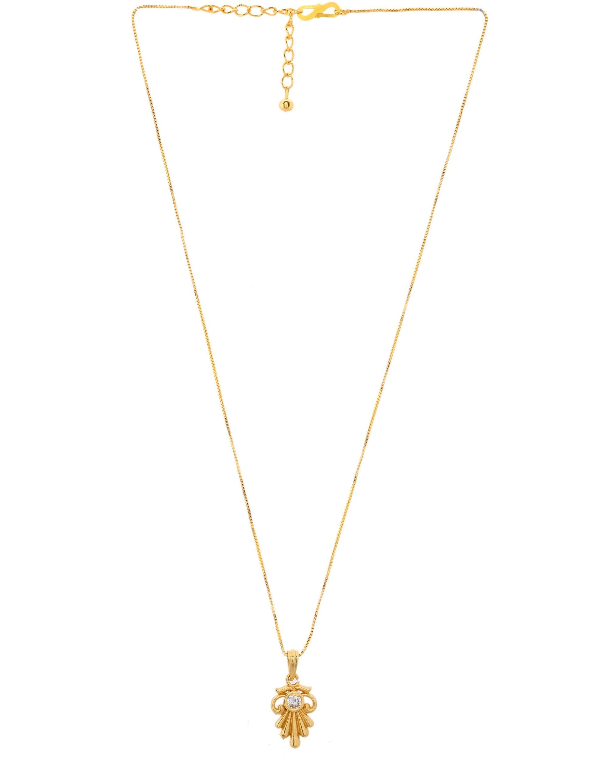 VOJ Gold-Polished Designer Ad Studded Pendant With Chain  Grab2Buy VOJ Grab2Buy