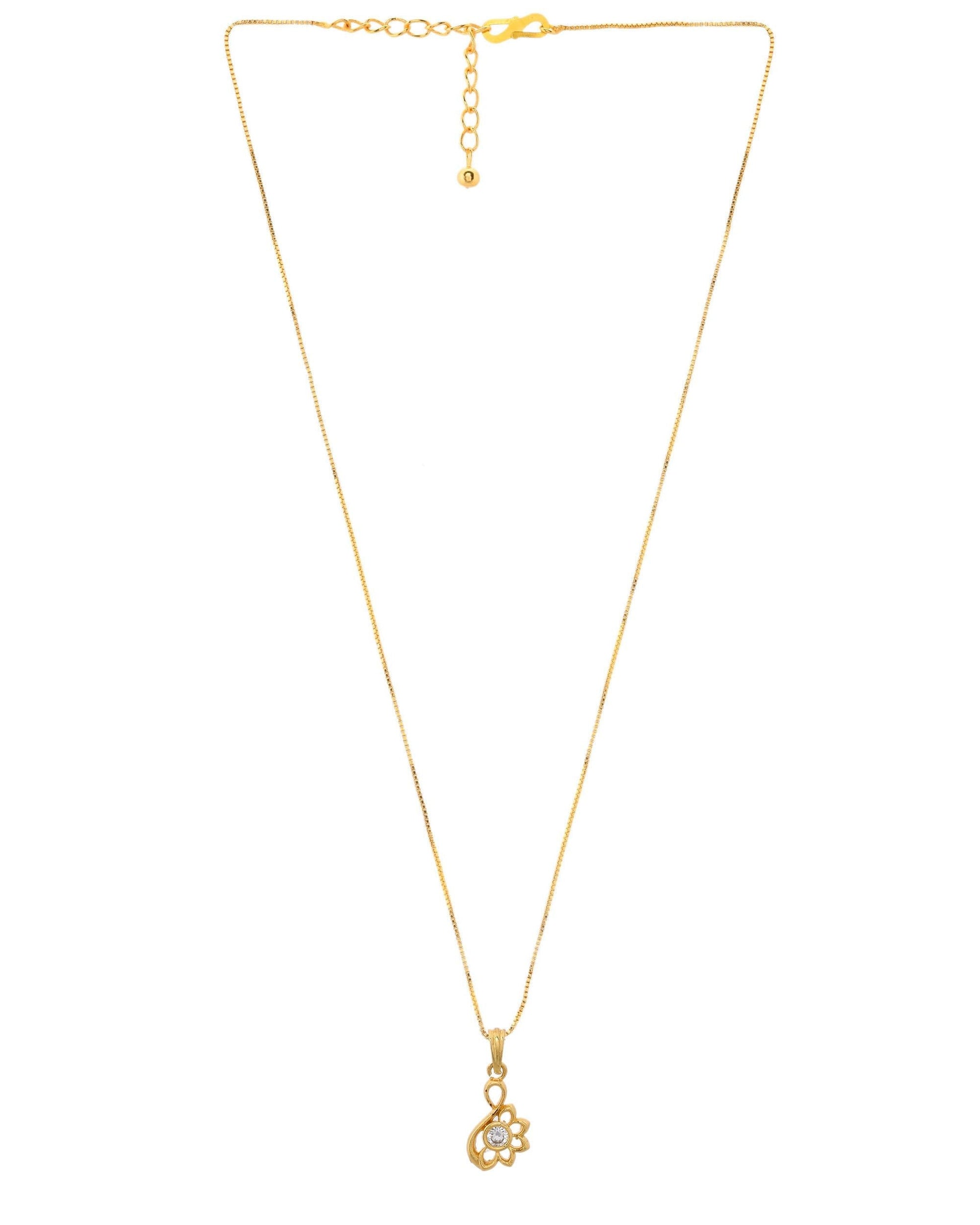 VOJ Gold-Polished Designer Ad Studded Pendant With Chain  Grab2Buy VOJ Grab2Buy