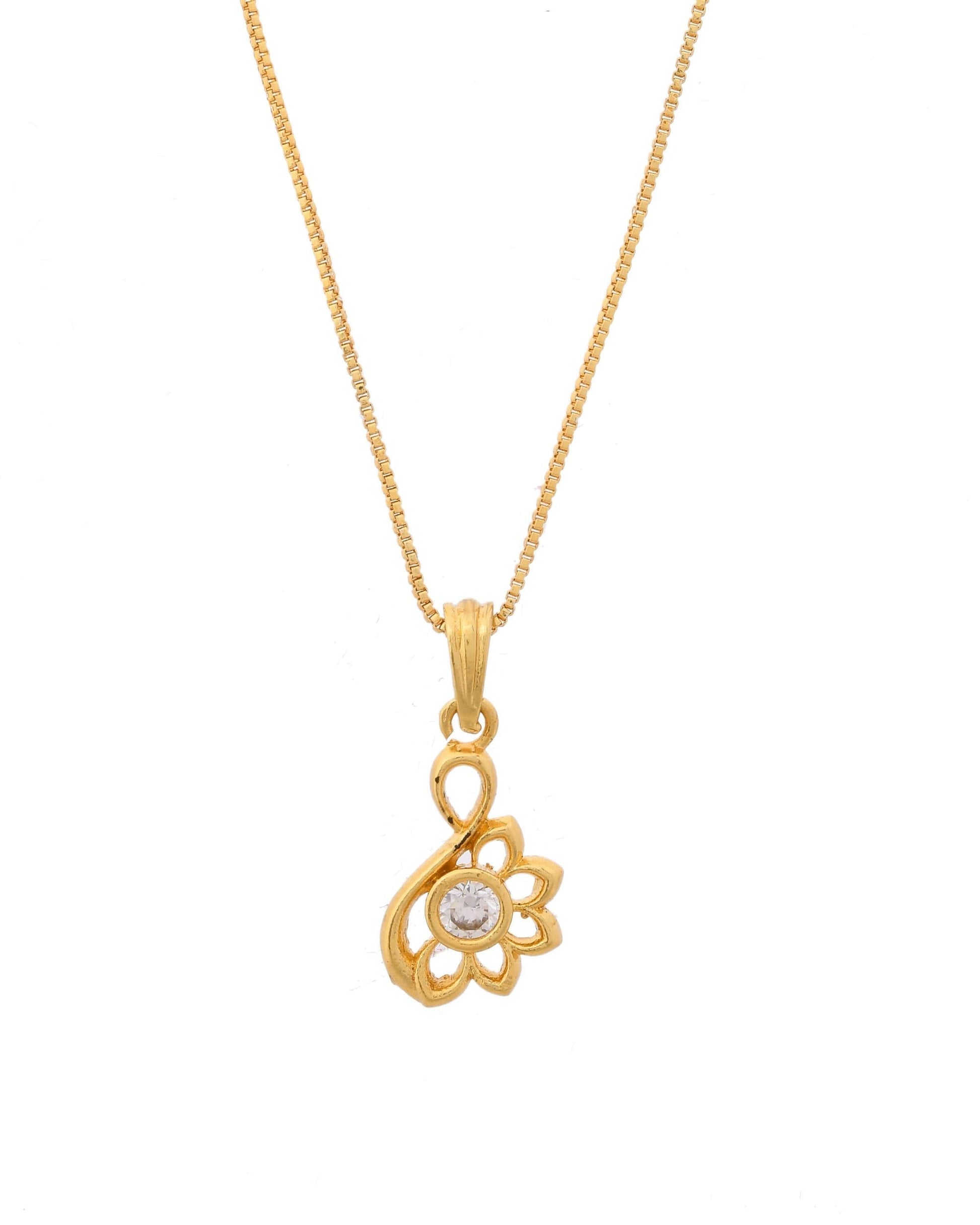 VOJ Gold-Polished Designer Ad Studded Pendant With Chain  Grab2Buy VOJ Grab2Buy
