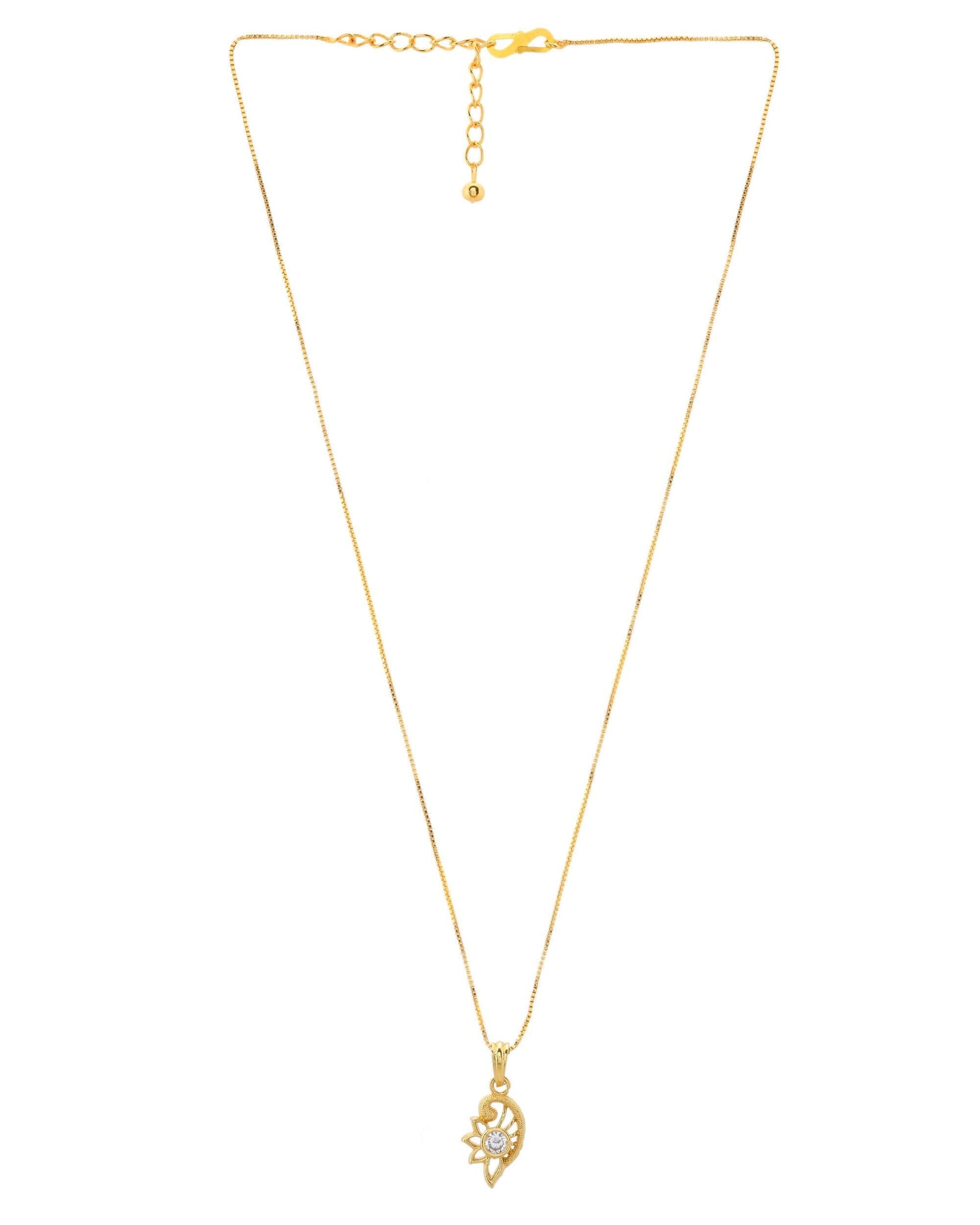 VOJ Gold-Polished Designer Ad Studded Pendant With Chain  Grab2Buy VOJ Grab2Buy