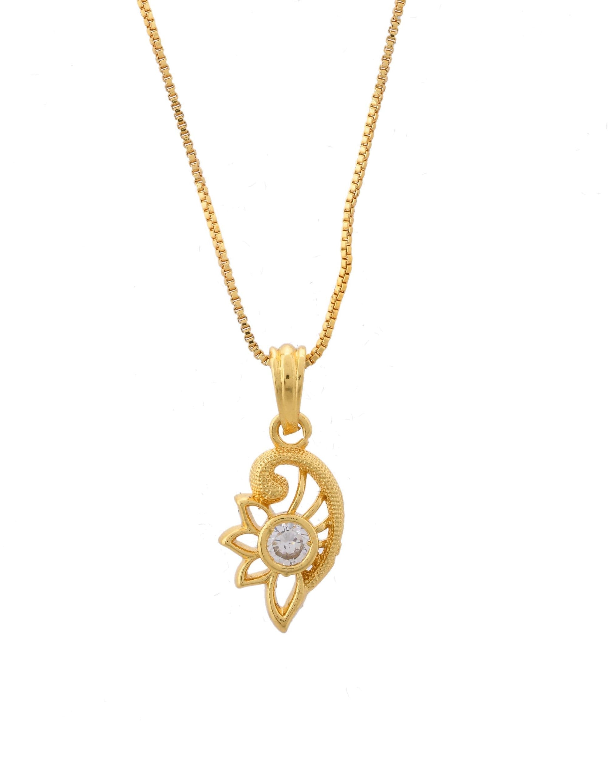 VOJ Gold-Polished Designer Ad Studded Pendant With Chain  Grab2Buy VOJ Grab2Buy