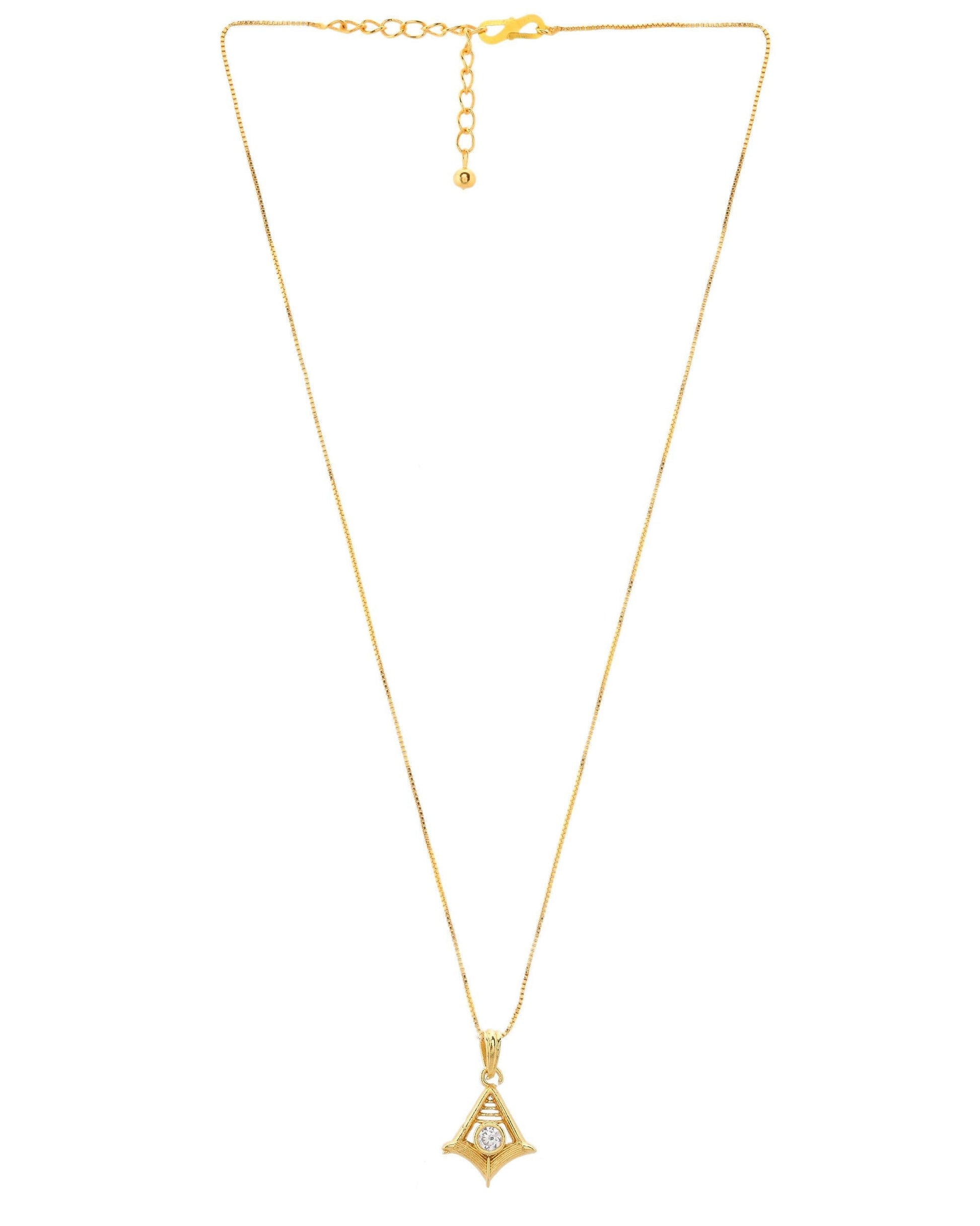 VOJ Gold-Polished Designer Ad Studded Pendant With Chain  Grab2Buy VOJ Grab2Buy